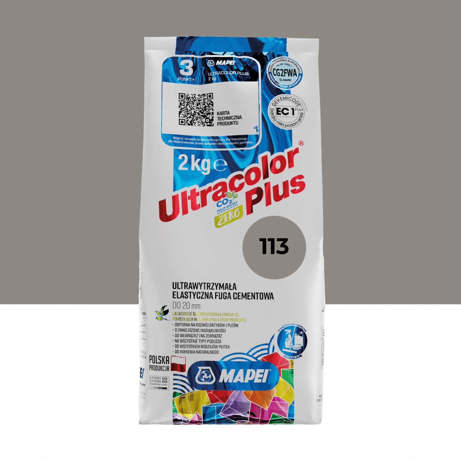 Mapei Fuga elastyczna UltraColor Plus 113 szara 2kg