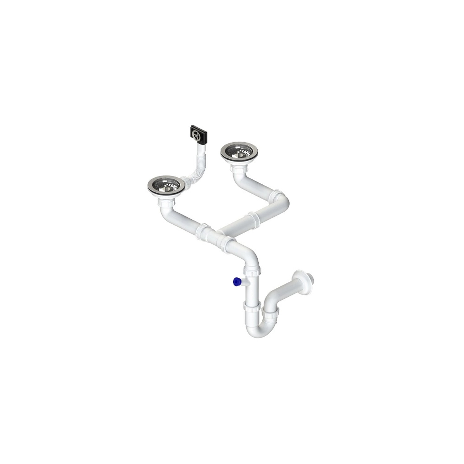 Syfon do zlewu 2-komorowego d115 2xprzelew