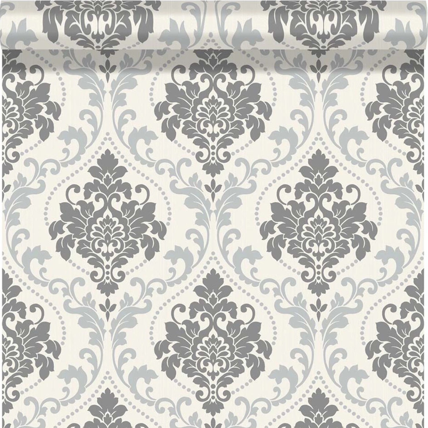 Tapeta papierowa ORNAMENT szaro-czarna