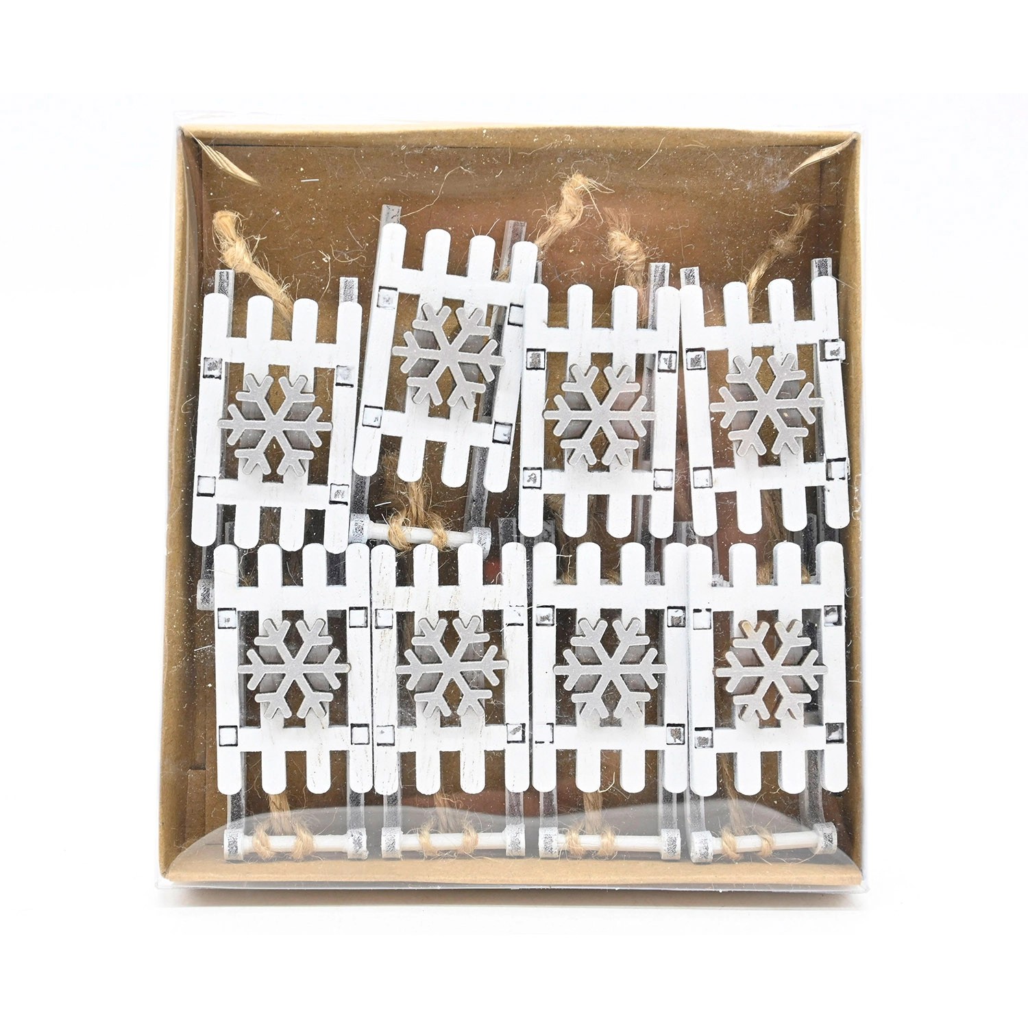 Zawieszka sanki białe 17 cm - 8 szt.