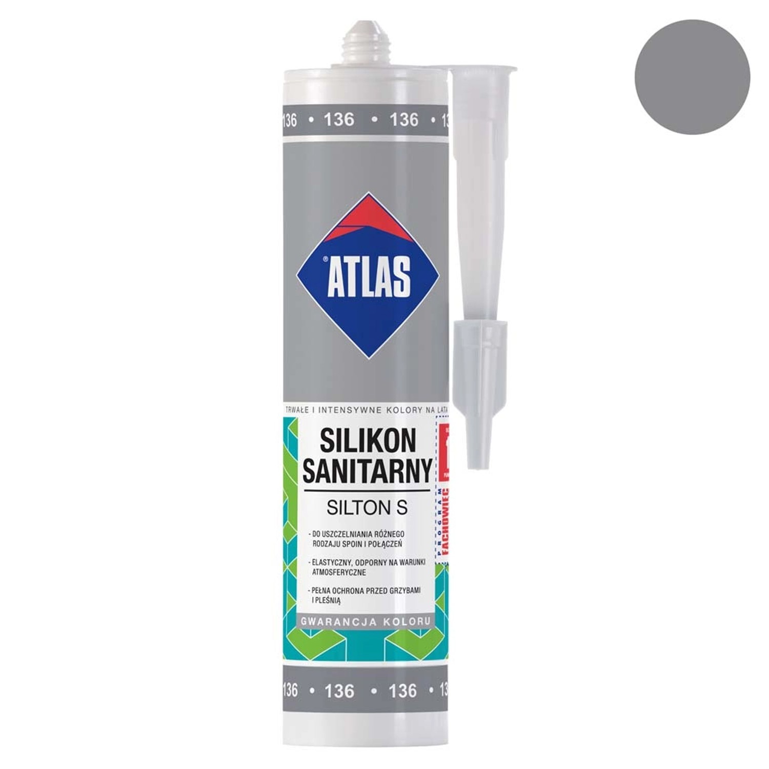 Atlas Silikon sanitarny Silton S 136 srebrny 280 ml