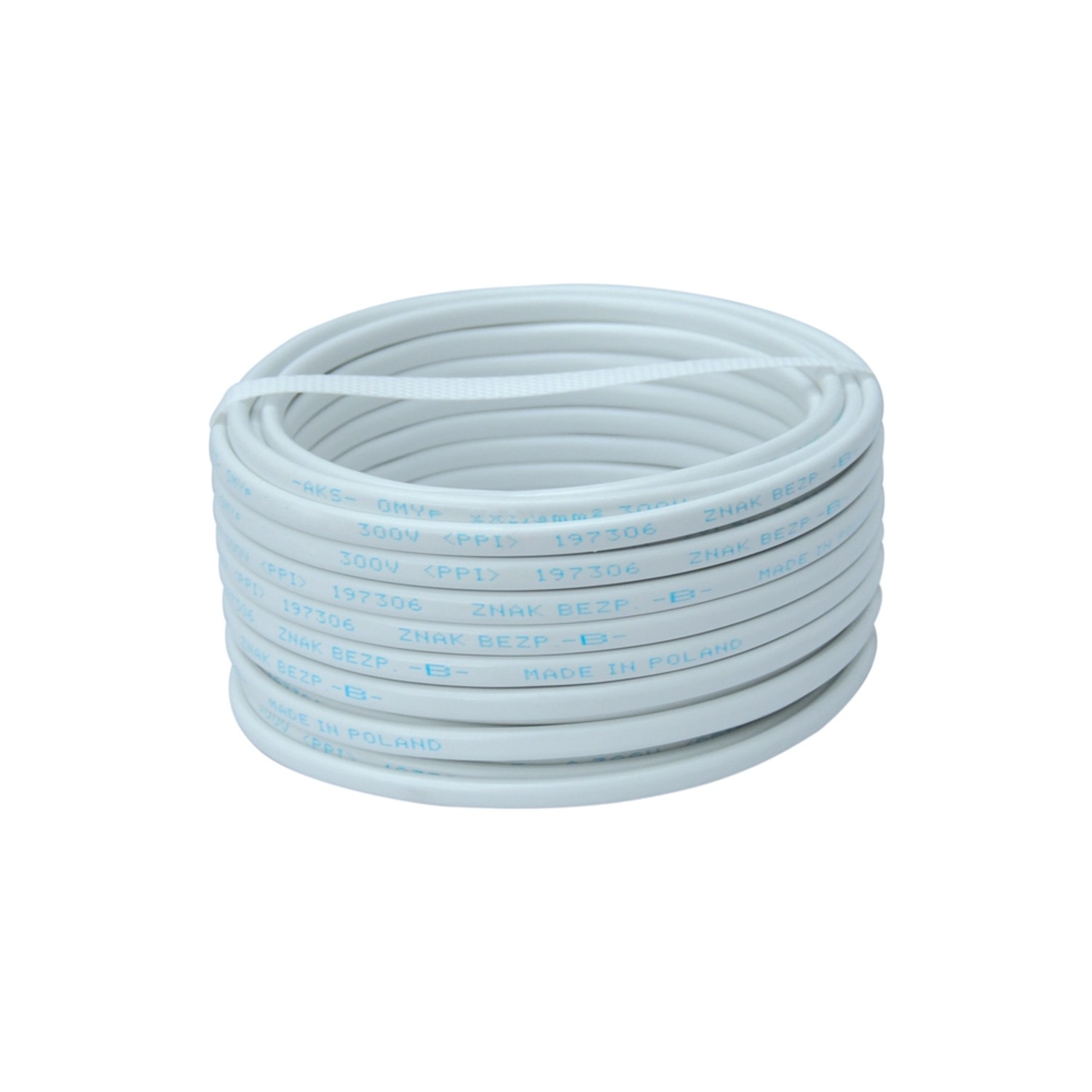 AKS Zielonka Przewód OMYp 2x1/ 10m biały 300/300V