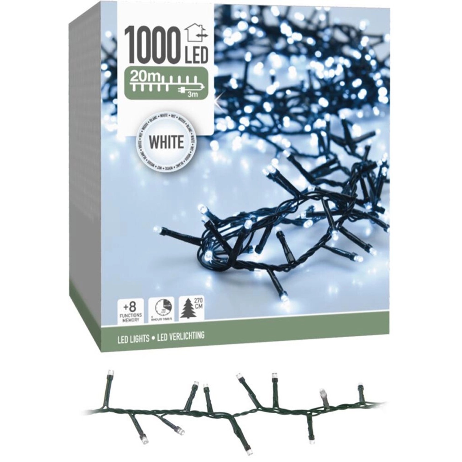 Lampki wew./zewn. - 1000 LED zimny biały