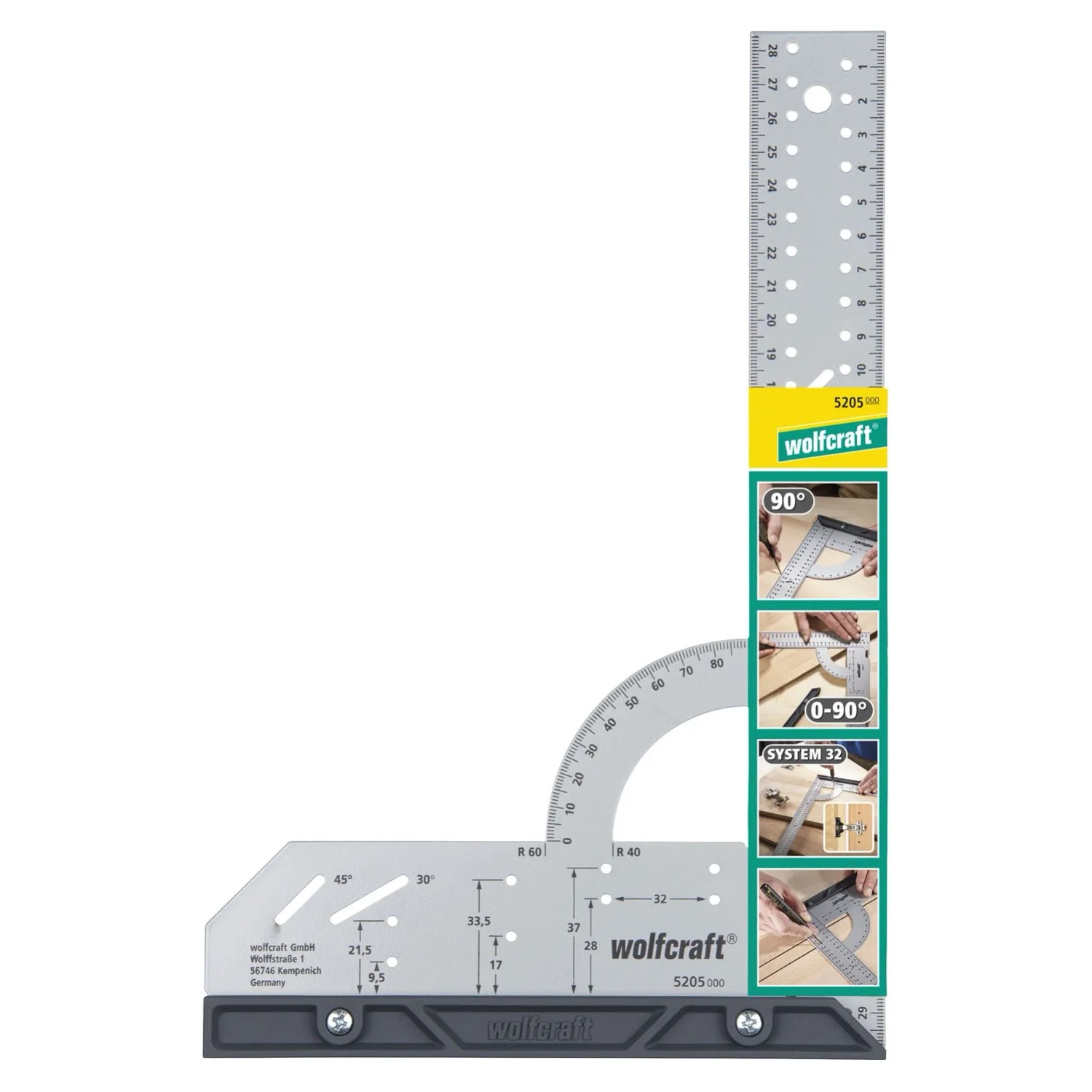 Wolfcraft Kątownik uniwersalny płaski 200 x 300 mm