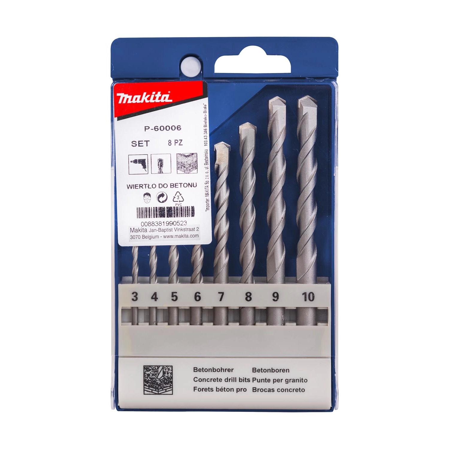 Makita Zestaw wierteł do betonu 3-10 mm