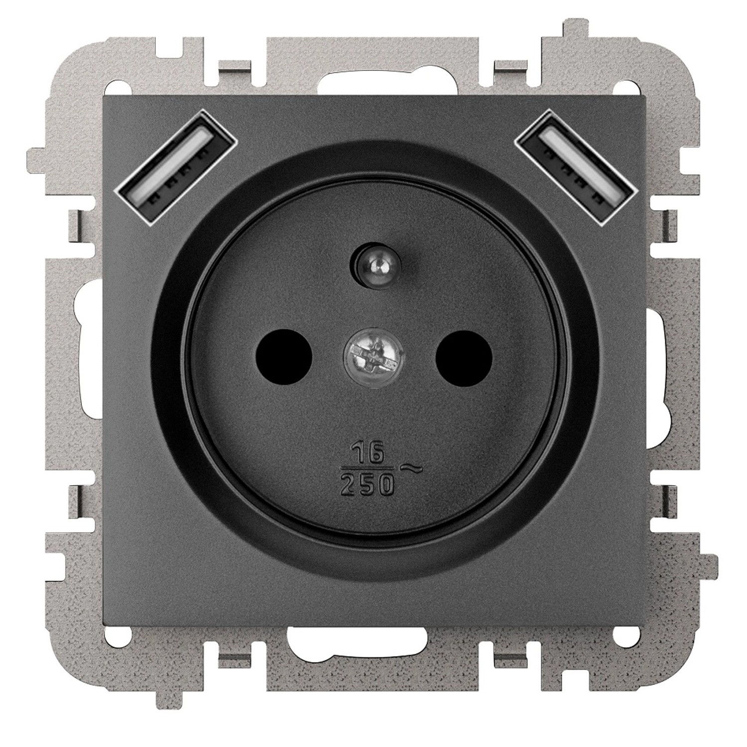 Elektro-Plast Gniazdo Santra pojedyncze z 2 x USB czarne