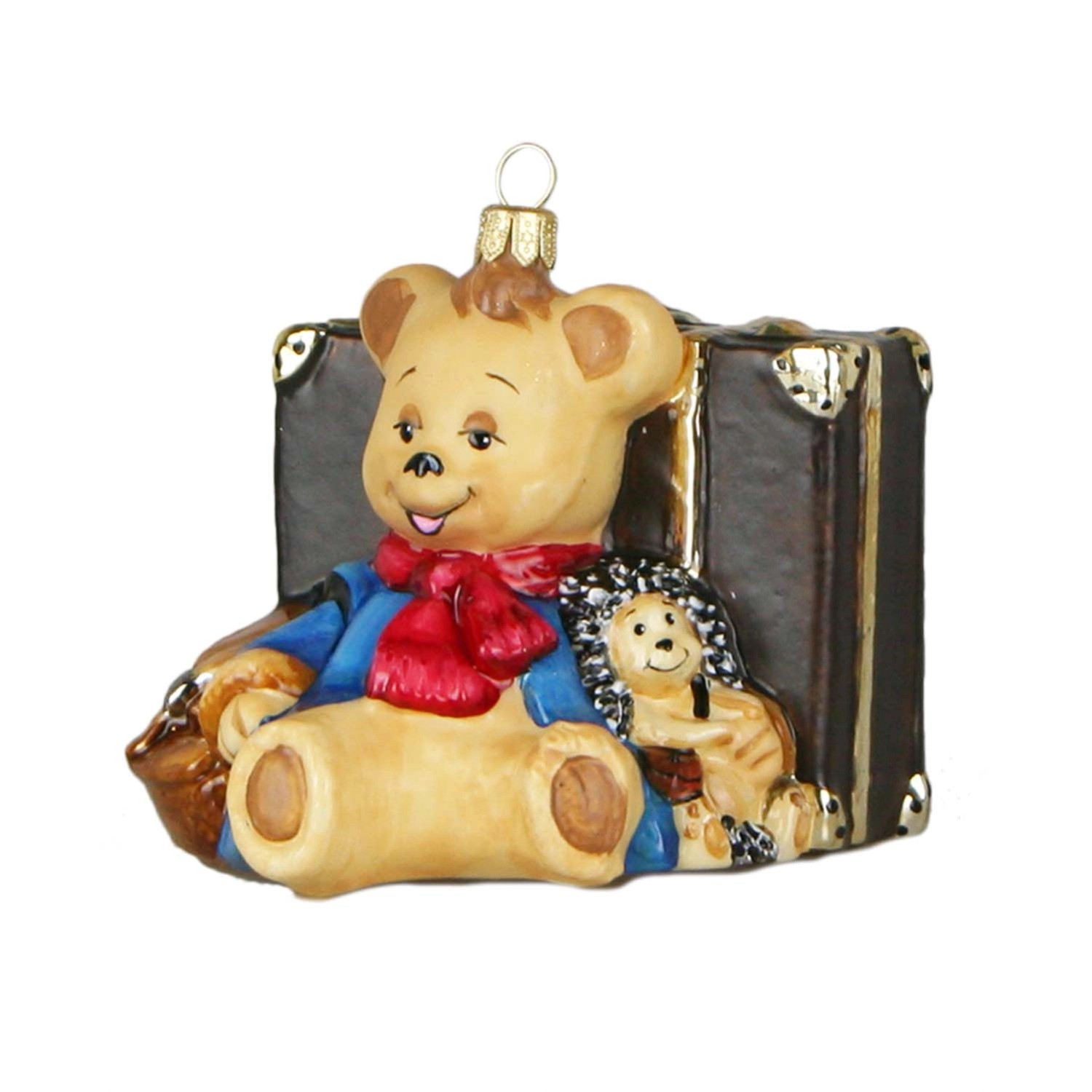 Bombka formowana Miś Jeżyk z walizką - 9x8x10 cm