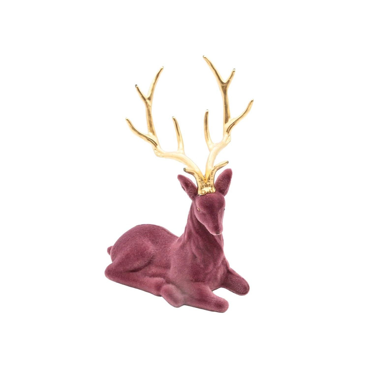 Dekoracja Renifer flokowany 20 x 15 cm czerwony