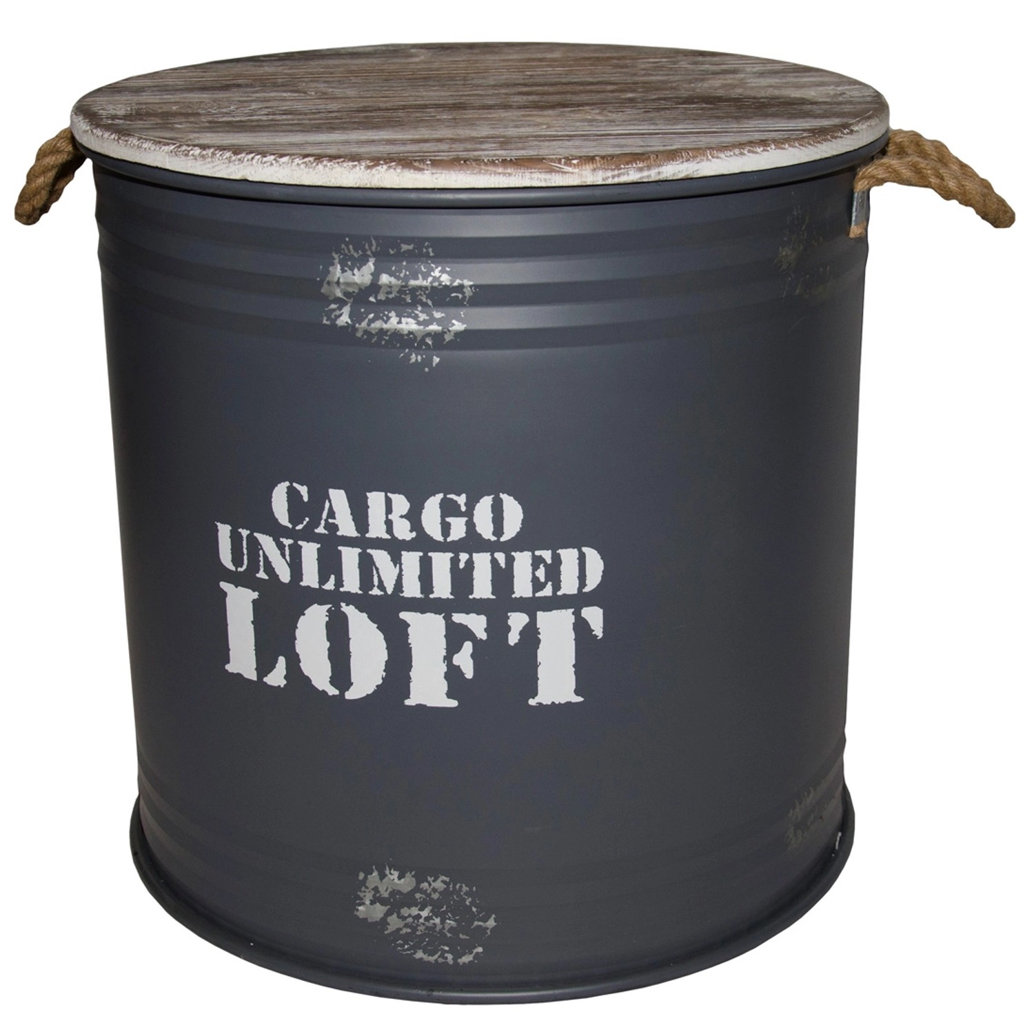 Dekoracja w kształcie beczki antracytowa z funkcją donicy L 49,5x50 cm