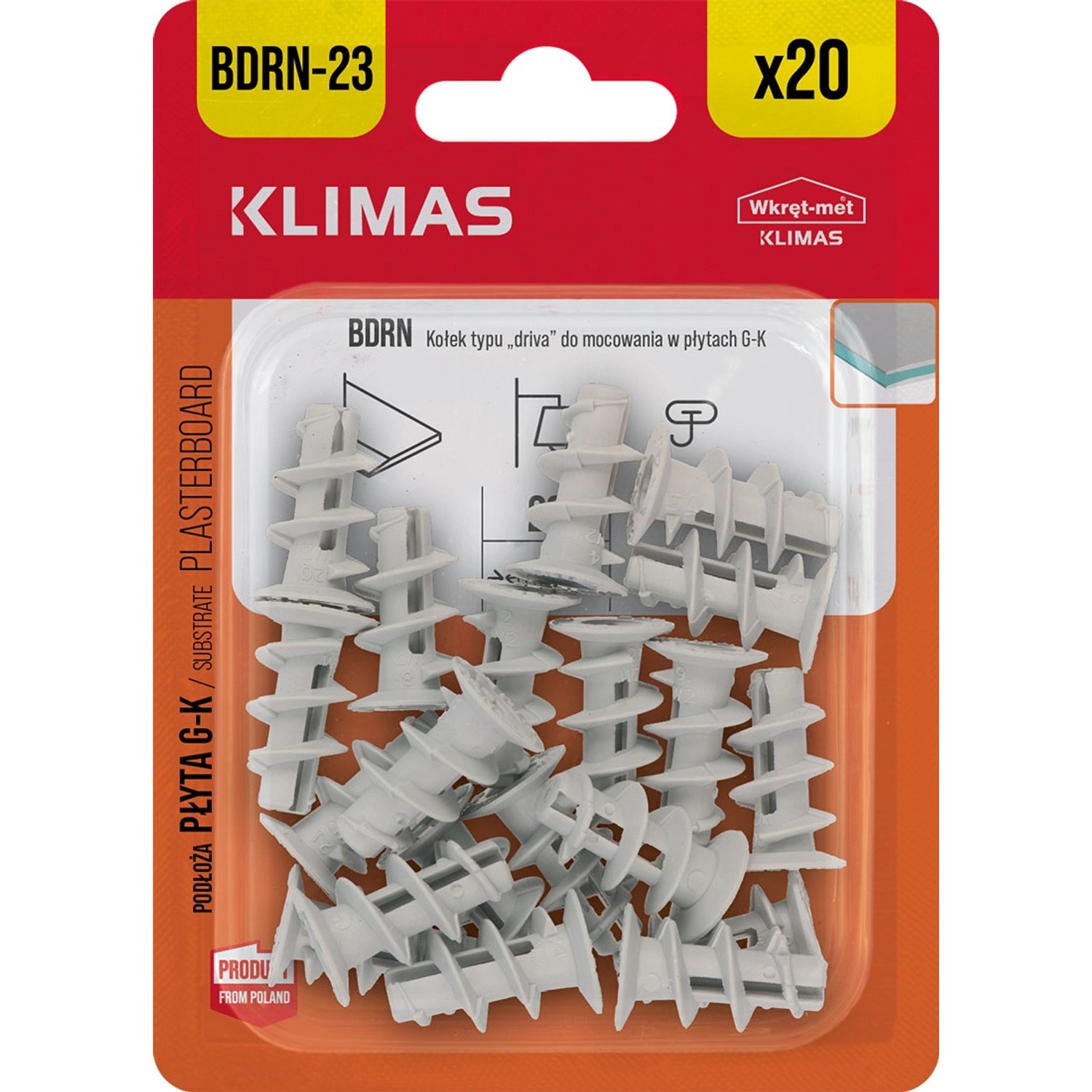 Wkręt-met Kołek tworzywowy typu driva 8 mm x 23 mm