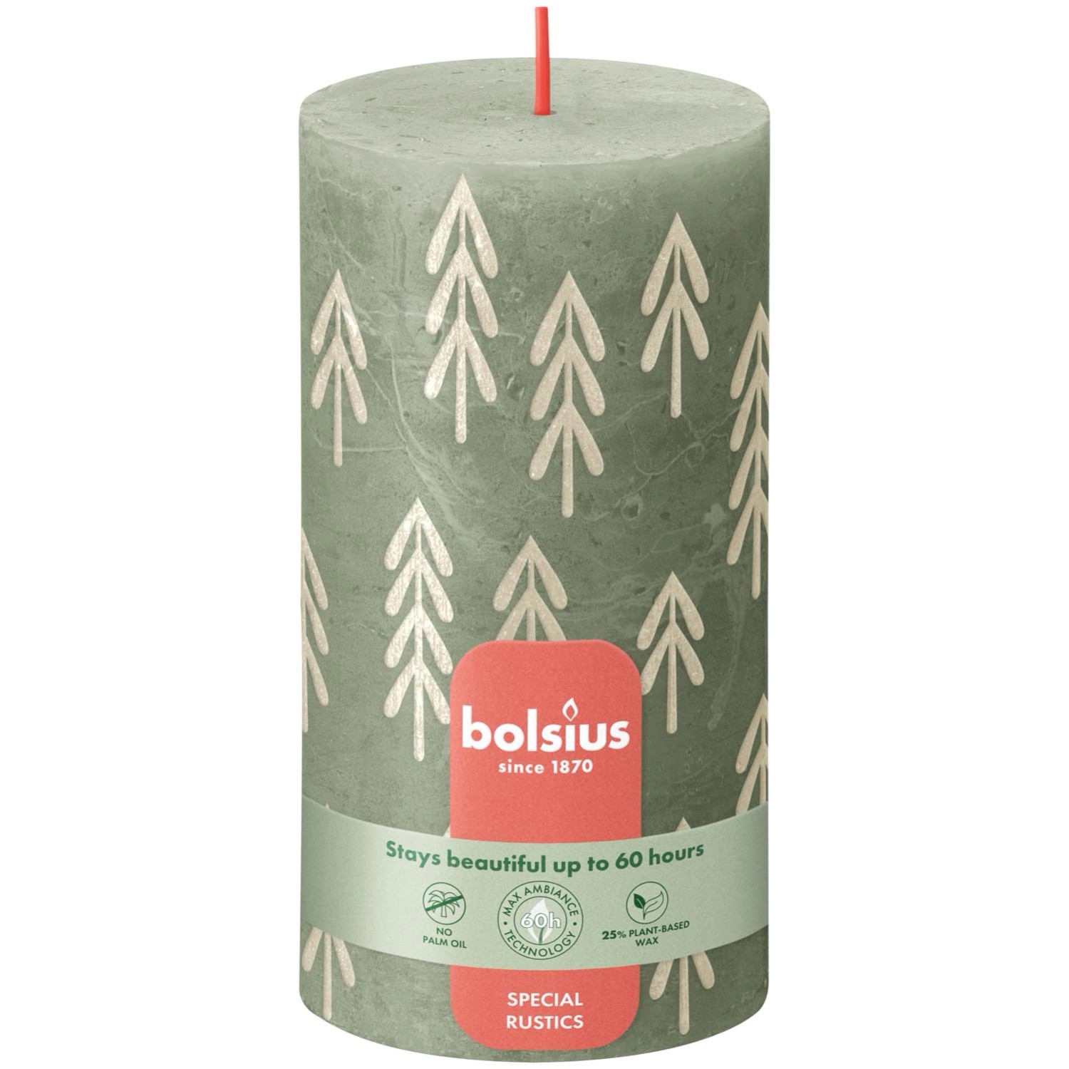 Świeca pieńkowa RUSTIC duża oliwkowa