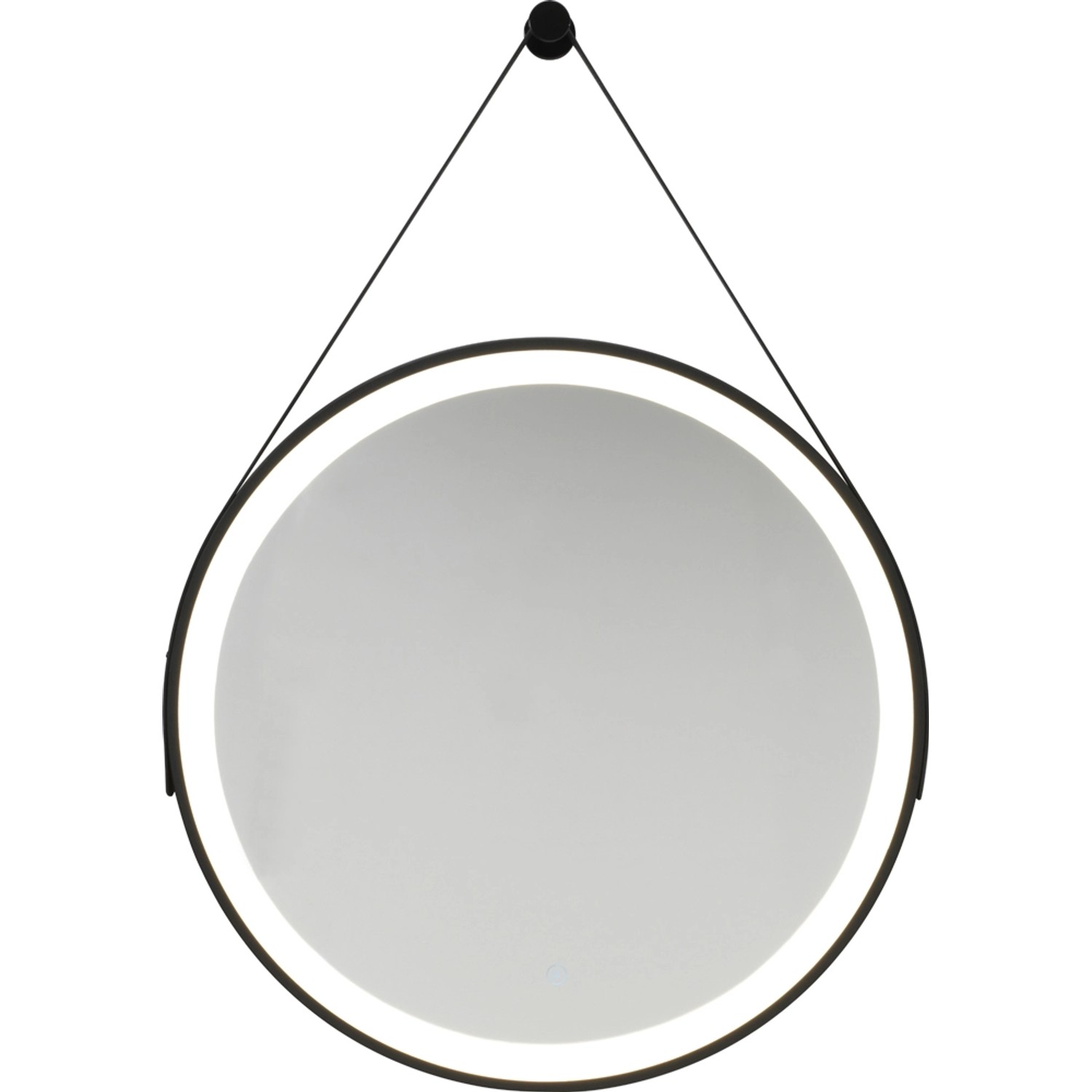 BALIV Lustro ścienne z oświetleniem LED okrągłe z zawieszką 70 cm