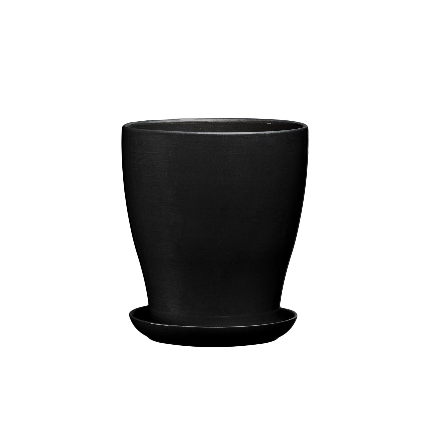 Doniczka z podstawką Laura czarny mat - 16 cm