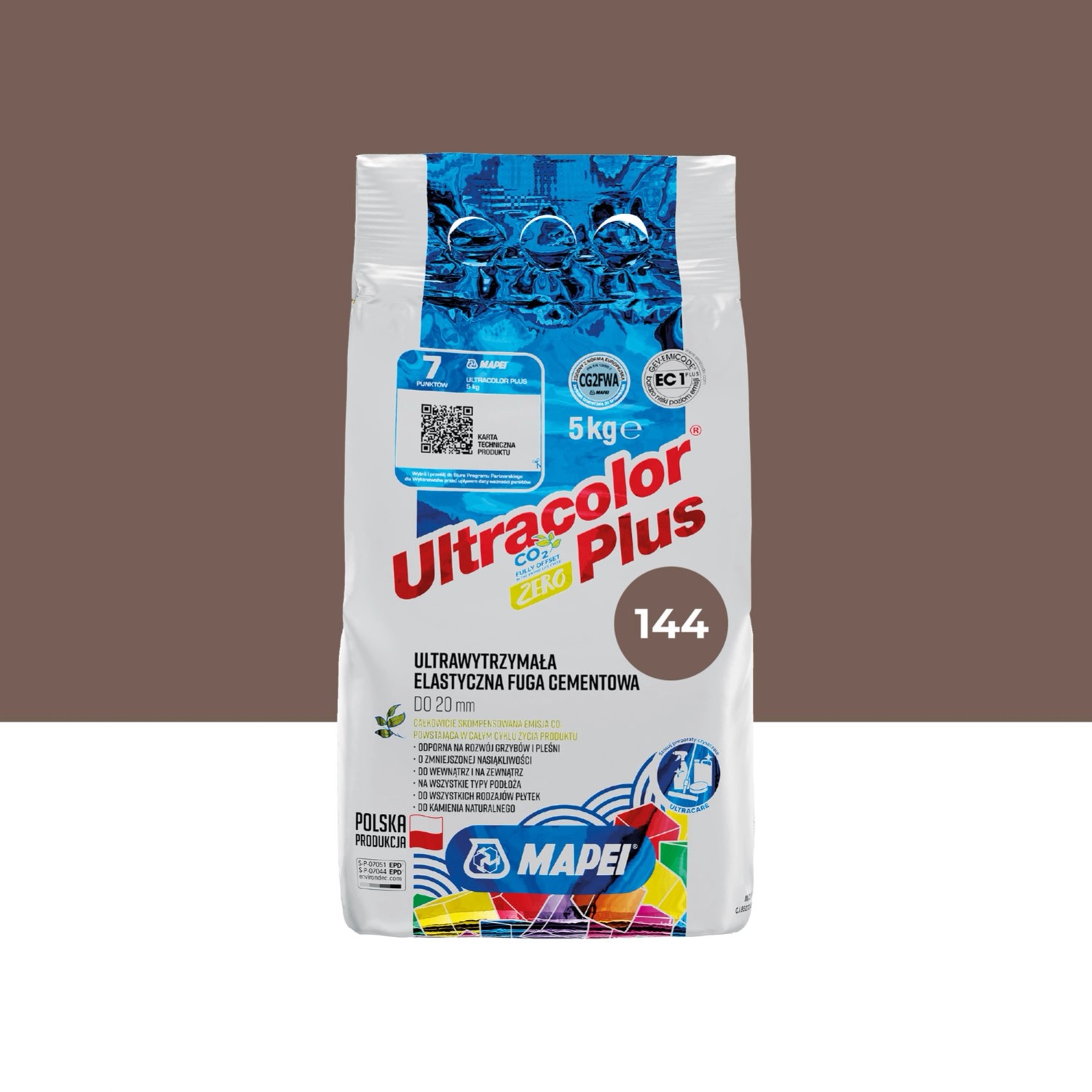 Mapei Fuga elastyczna UltraColor Plus 144 czekolada 5 kg