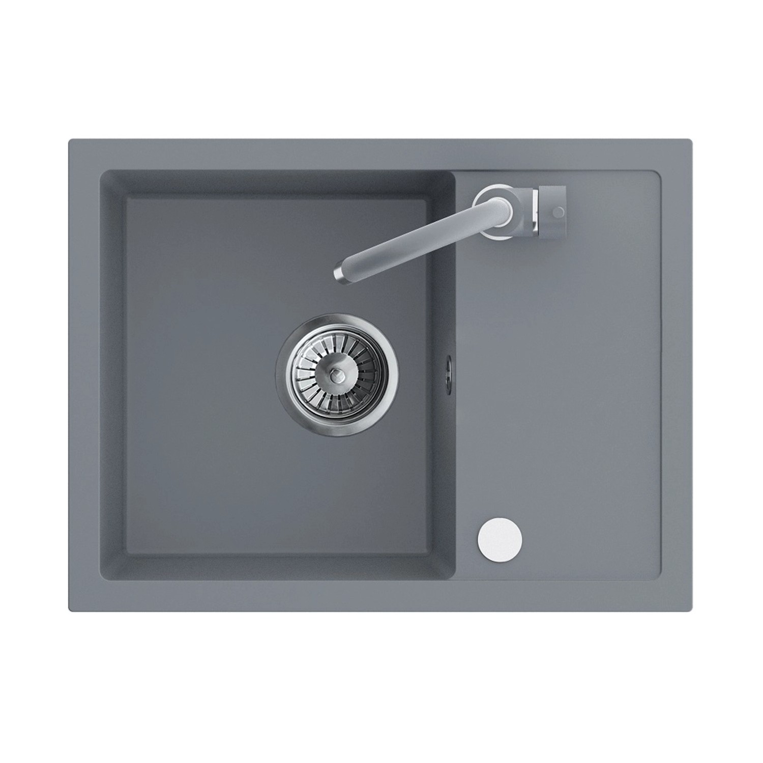 Zlewozmywak Piko 1-kom. z ociekaczem, baterią i syfonem, szary 58x44 cm