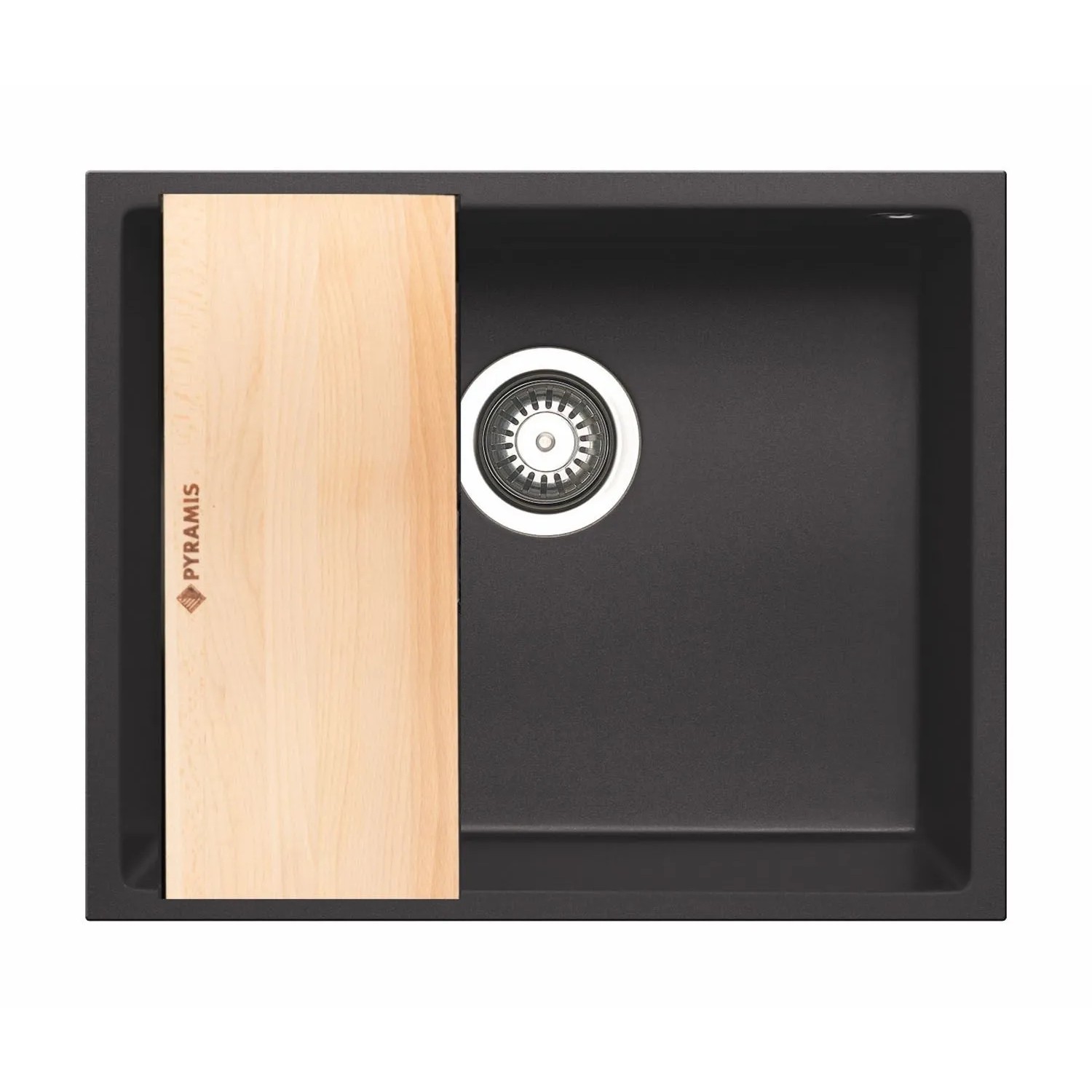 Pyramis Zlewozmywak TETRAGON 1-kom. z deską czarny - 50 x 40 cm