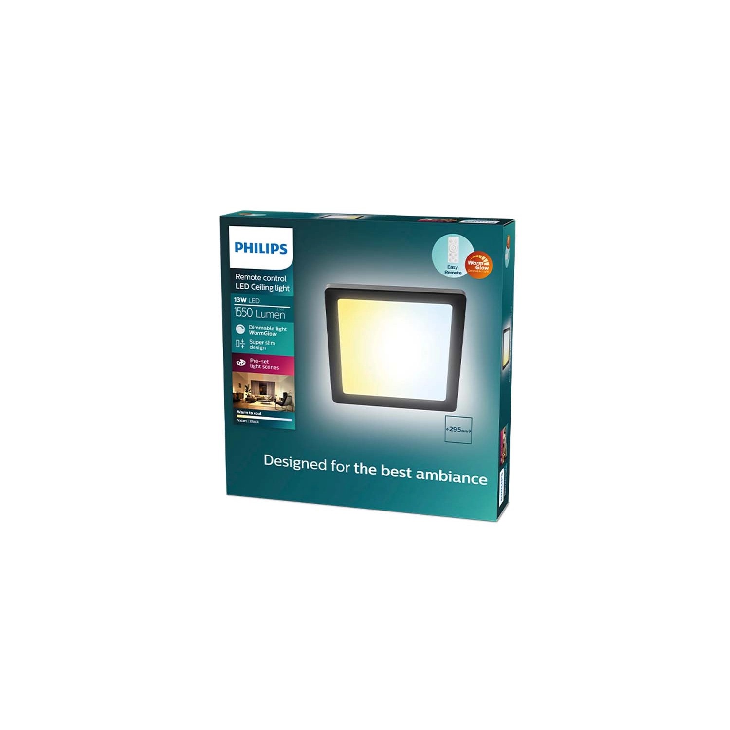 Philips Plafon LED VALEN z pilotem 17W 2200-6500K 2050lm 39,5x39,5 cm biały