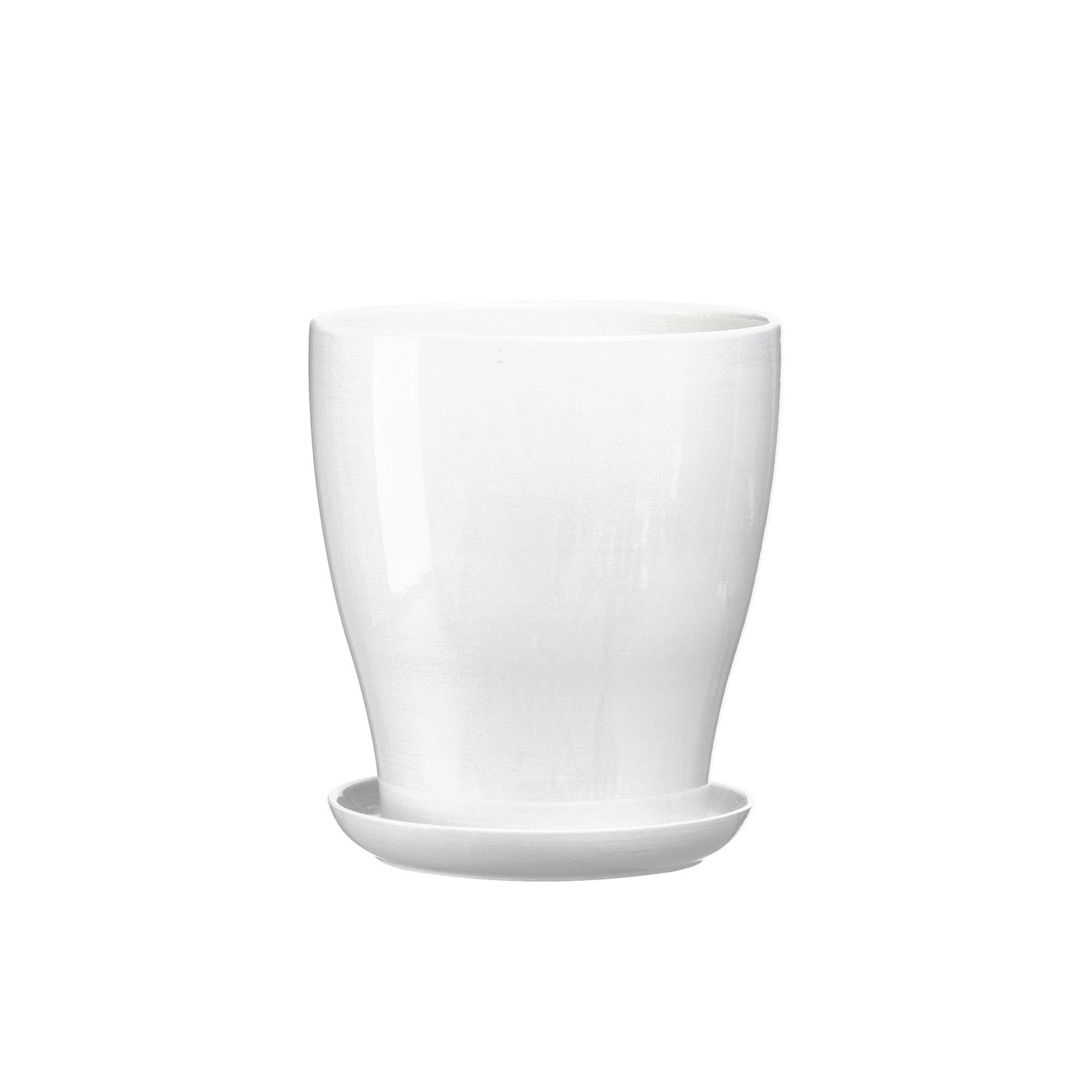 Doniczka z podstawką Laura biały połysk - 18 cm