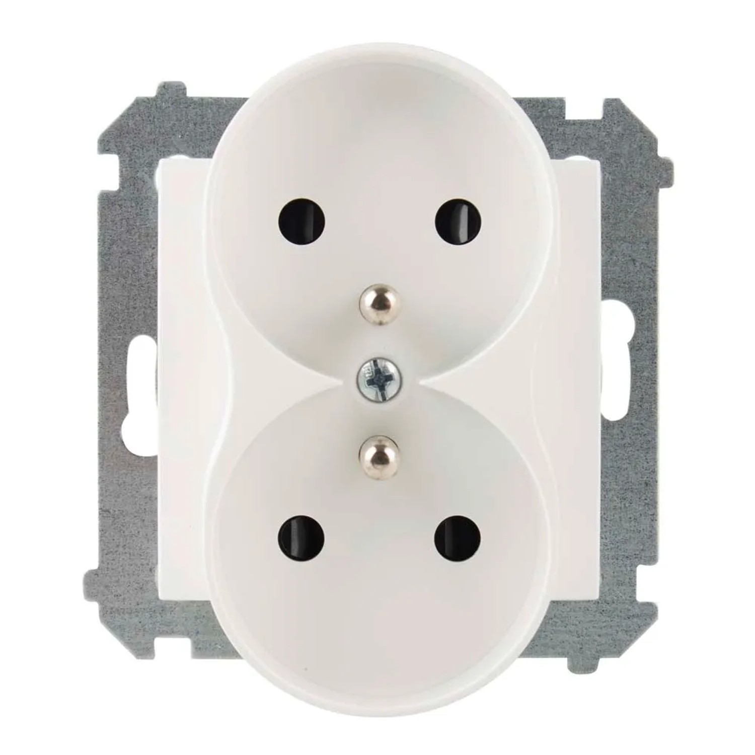 Simon Gniazdo Simon 54 2x2P+Z z przesłoną styków białe