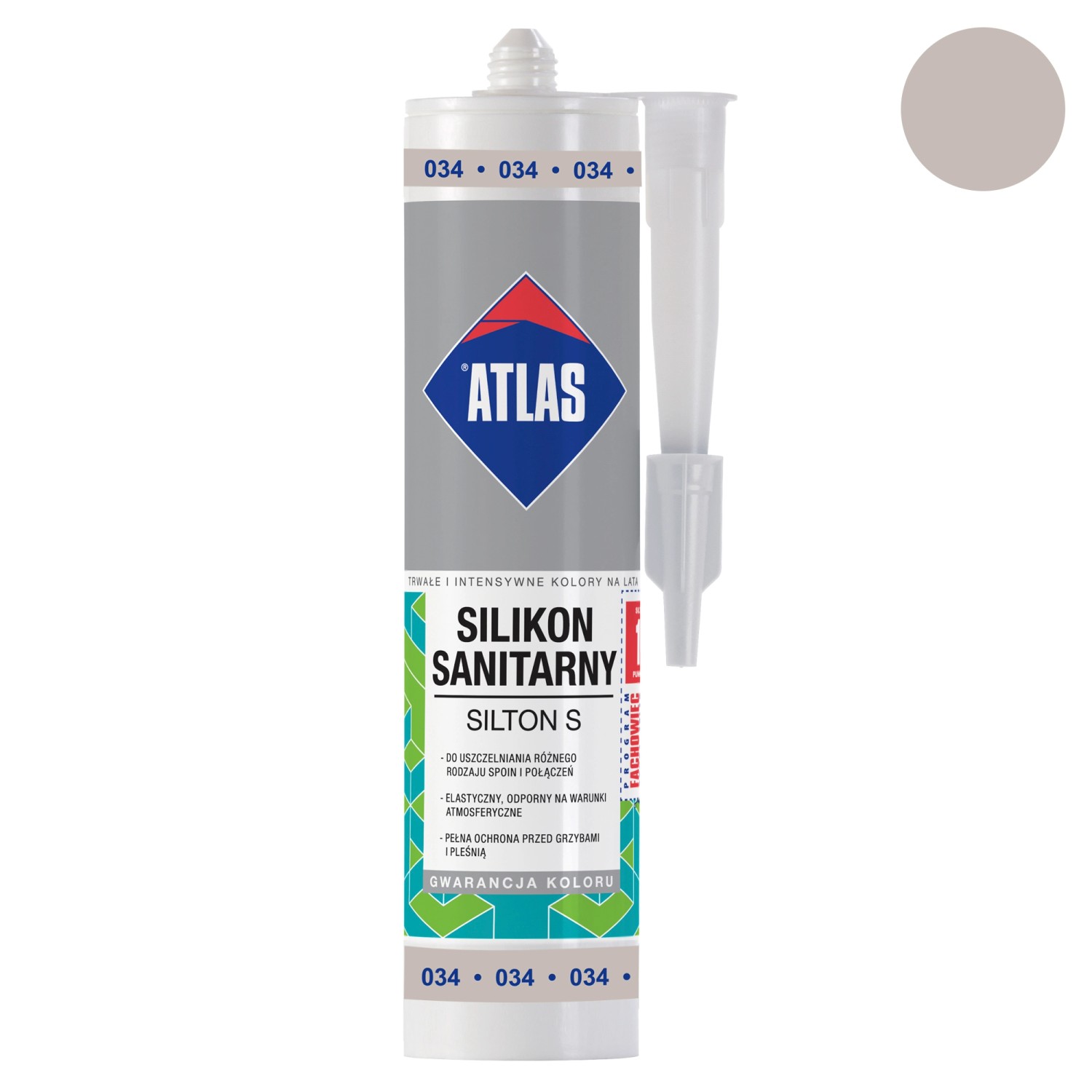 Atlas Silikon sanitarny Silton S 034 jasnoszary 280 ml