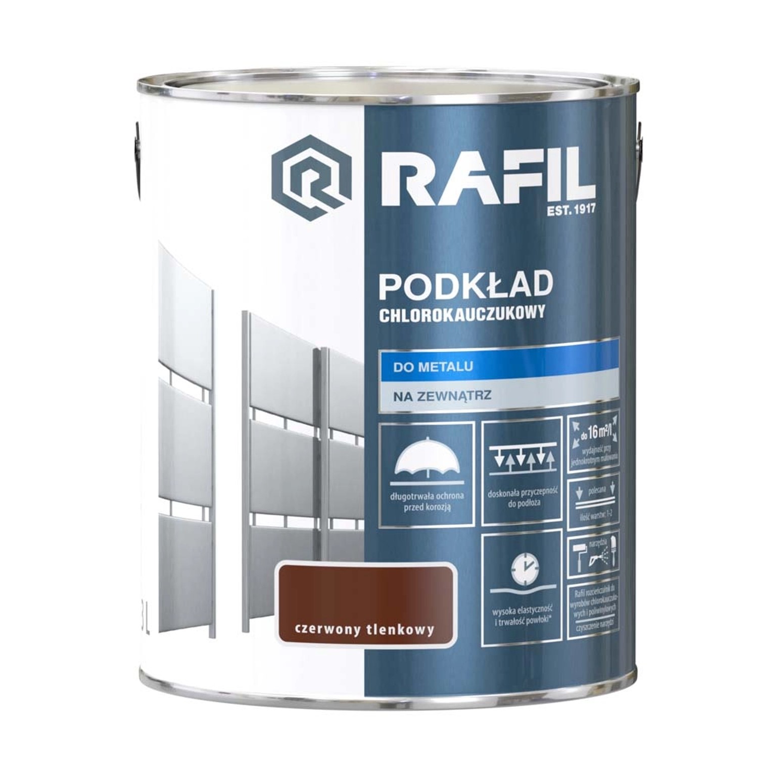 Podkład Rafil chlorokauczukowy czerwony tlenkowy 3L