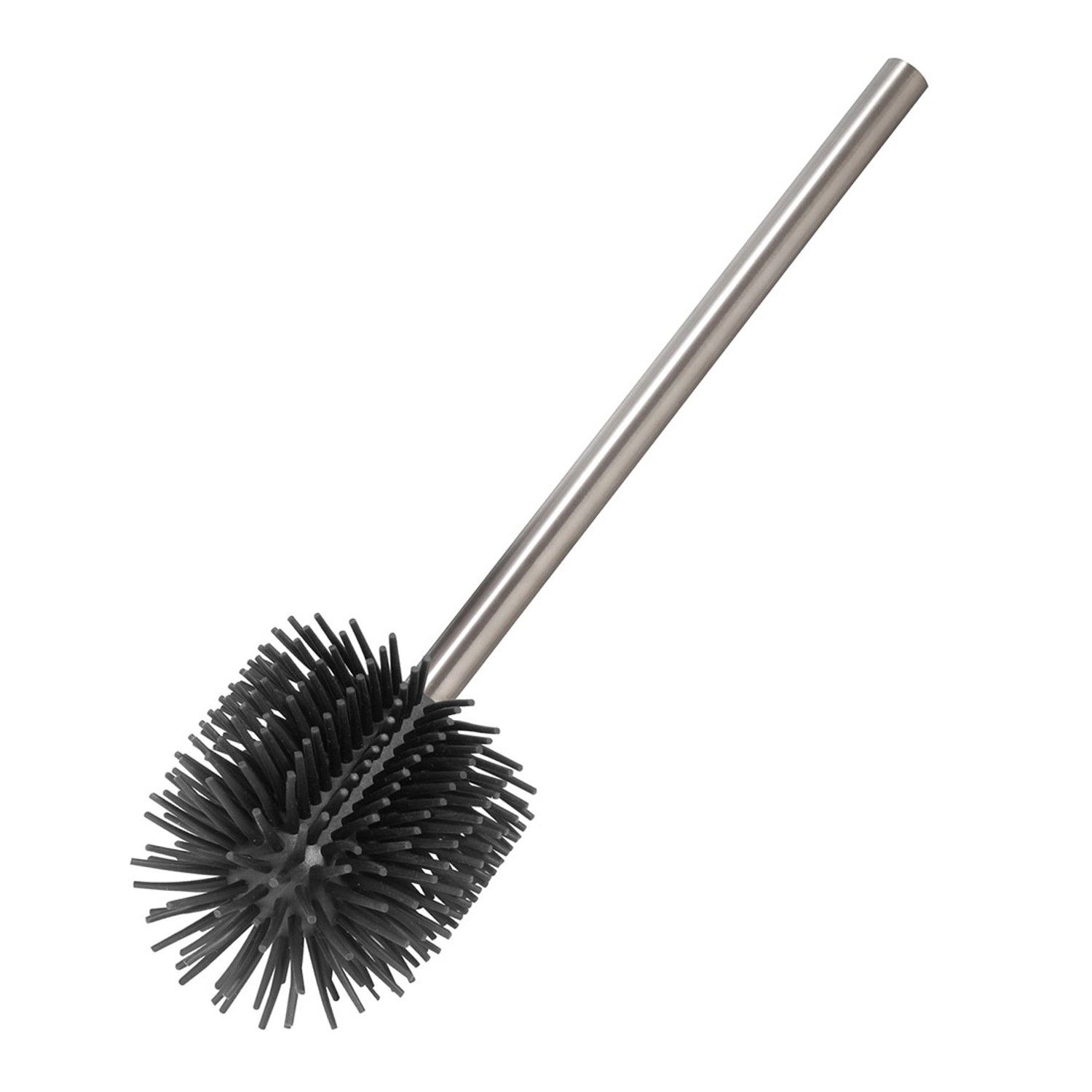 Center-Plus szczotka WC silikonowa czarna z rączką w kolorze chromu