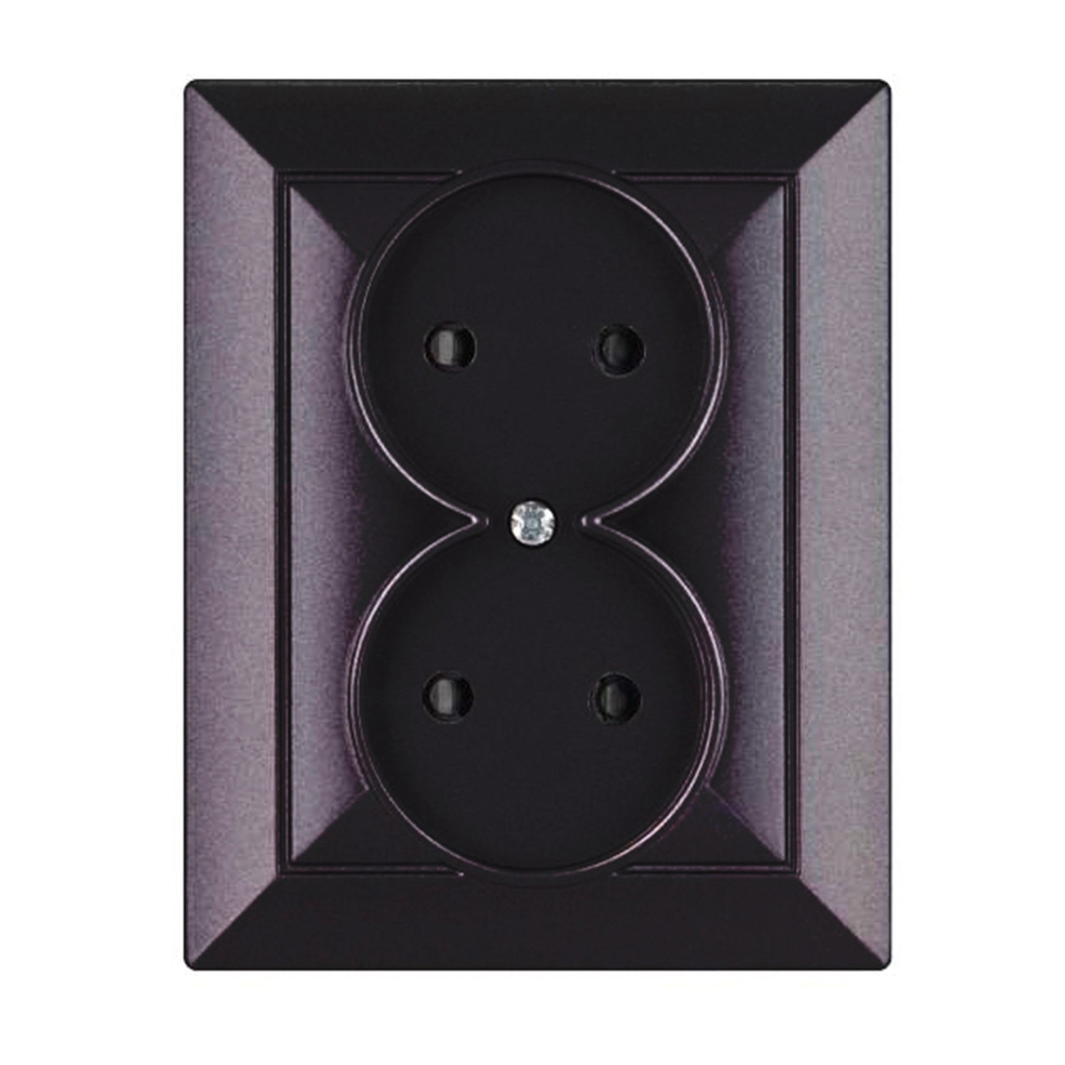 Gniazdo Perła podwójne b/u z ramką czarne