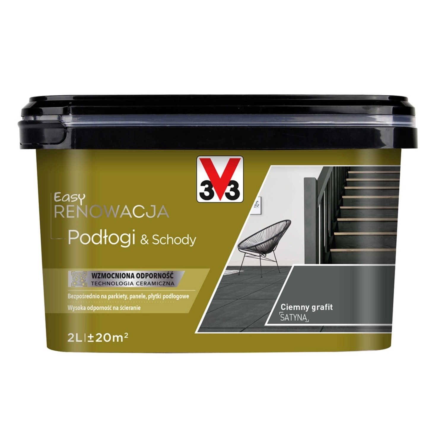 V33 Farba Easy Renowacja Podlogi i Schody ciemny grafit 2l