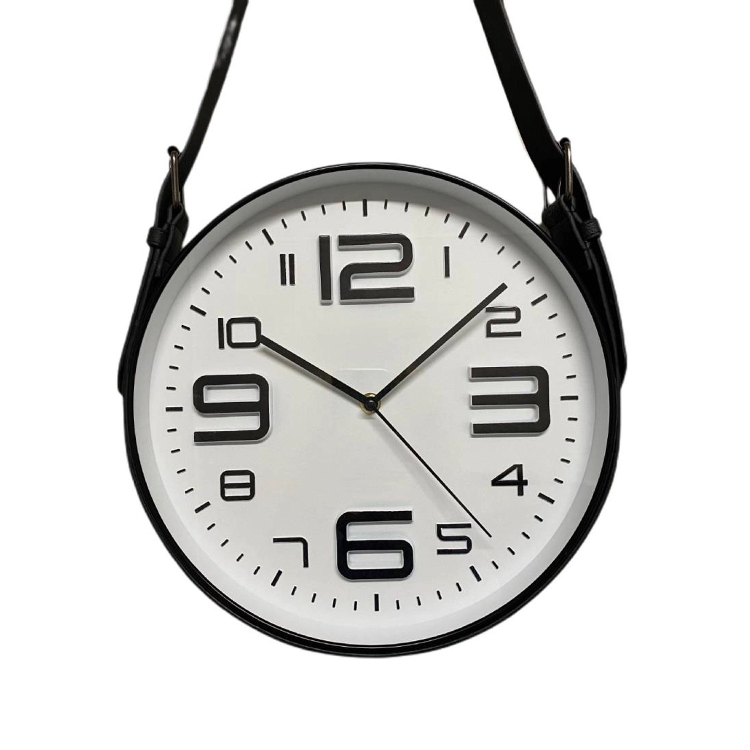 Zegar ścienny na pasku śr. 30 cm biało-czarny
