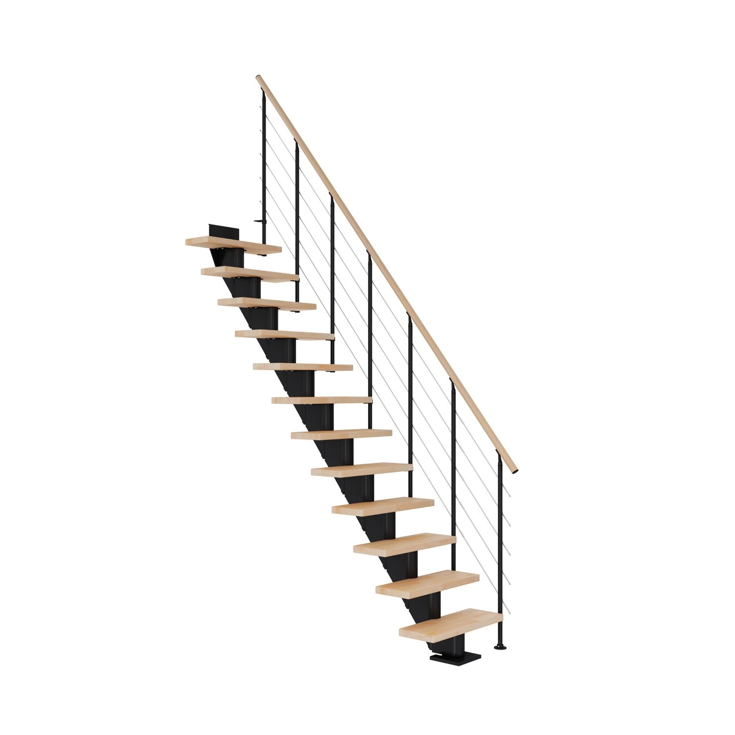 Dolle Schody modułowe Frankfurt proste czarne, 12-stopni, buk olej, 65 cm
