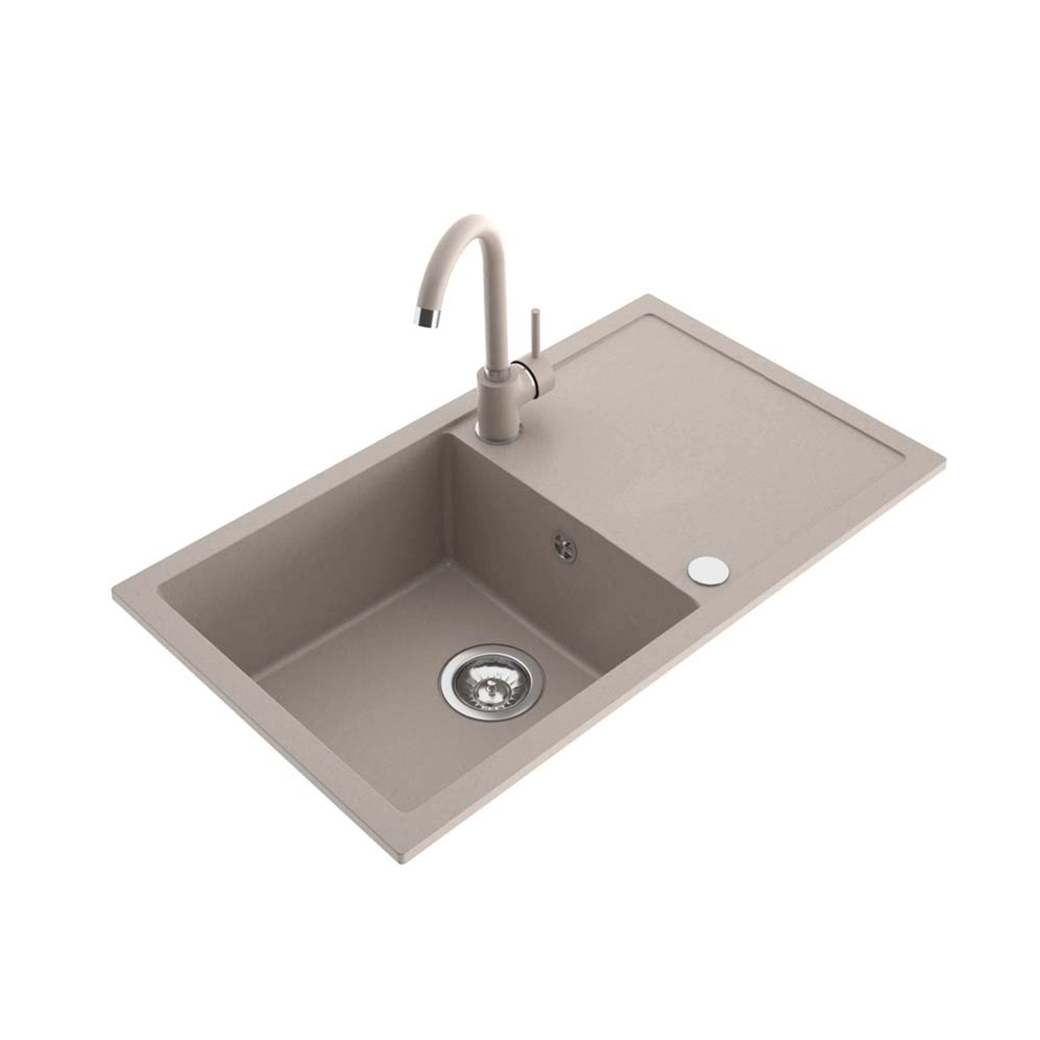Zlewozmywak Alpha 1-kom. z ociekaczem i baterią, piaskowy 76x44 cm