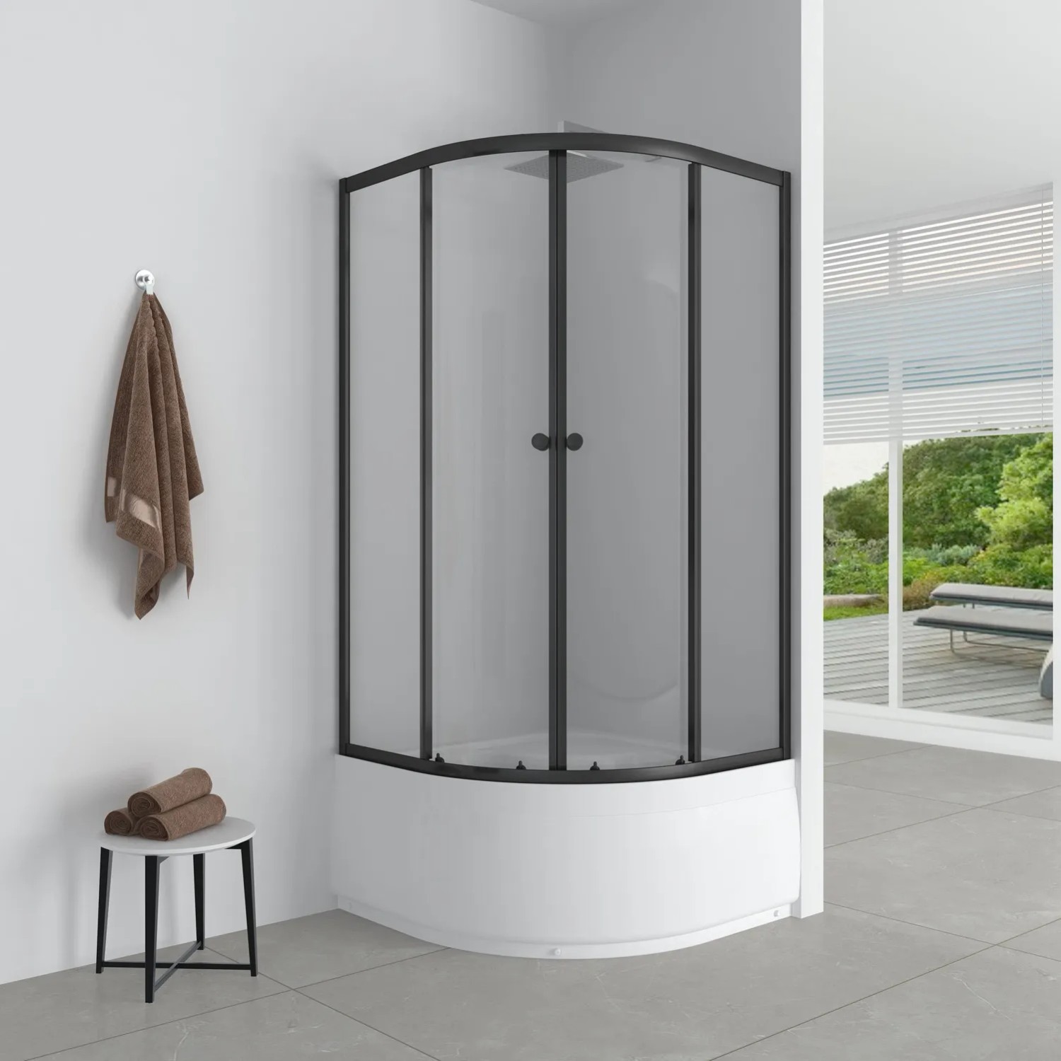 Metro Kabina półokrągła Sierra 80 czarna z brodzikiem