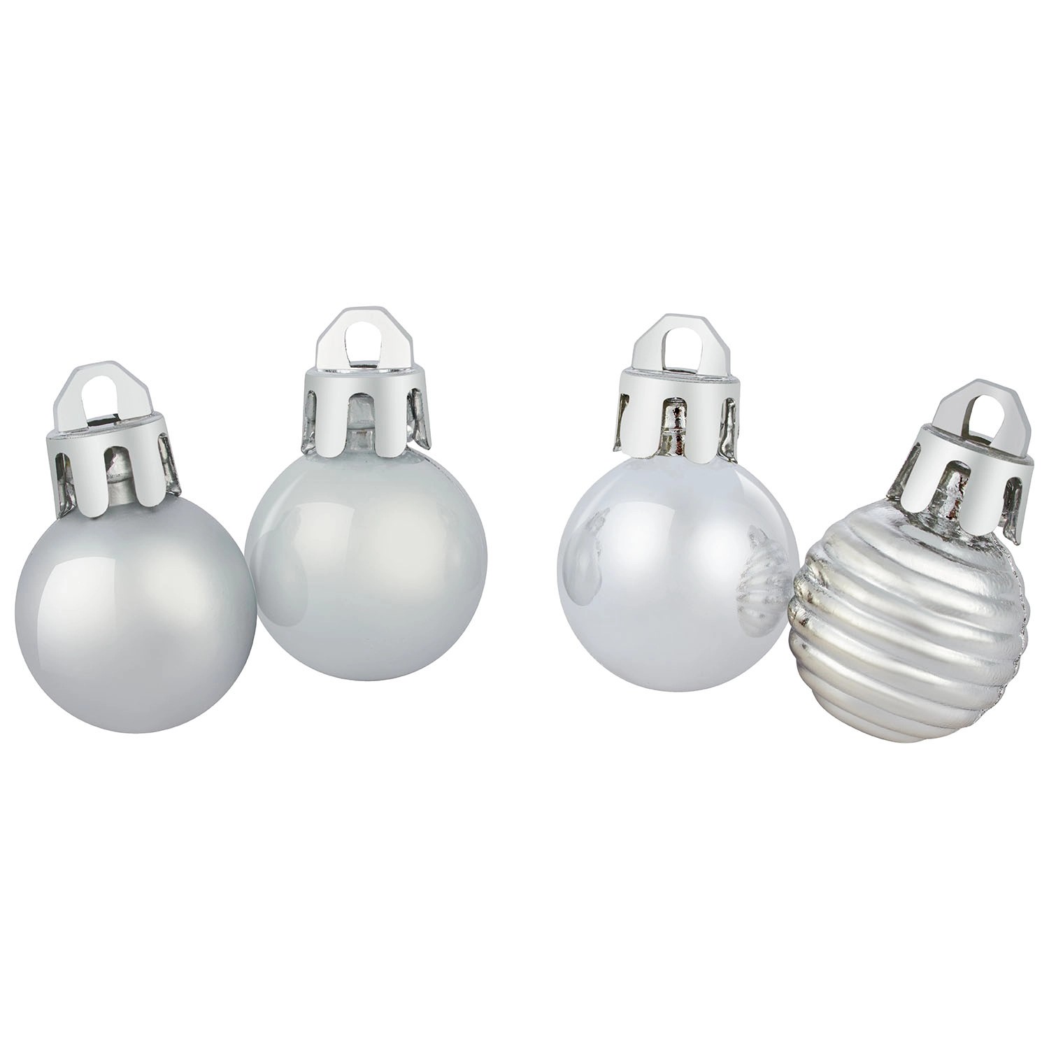 Bombki plastikowe srebrne 2 cm, mix - 30 szt.