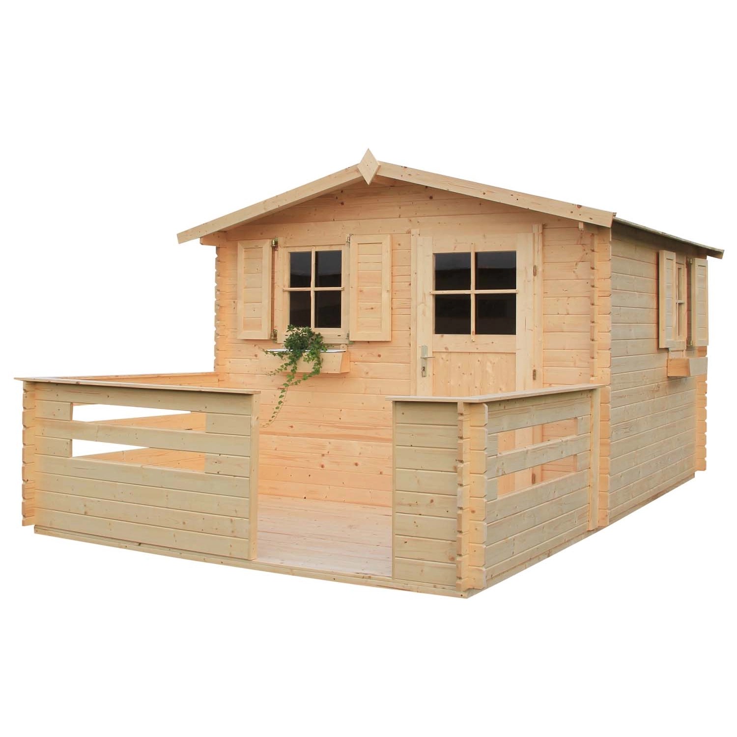 Domek ogrodowy Robinia z tarasem i podłogą - 316 x 506 cm, wys. 245 cm