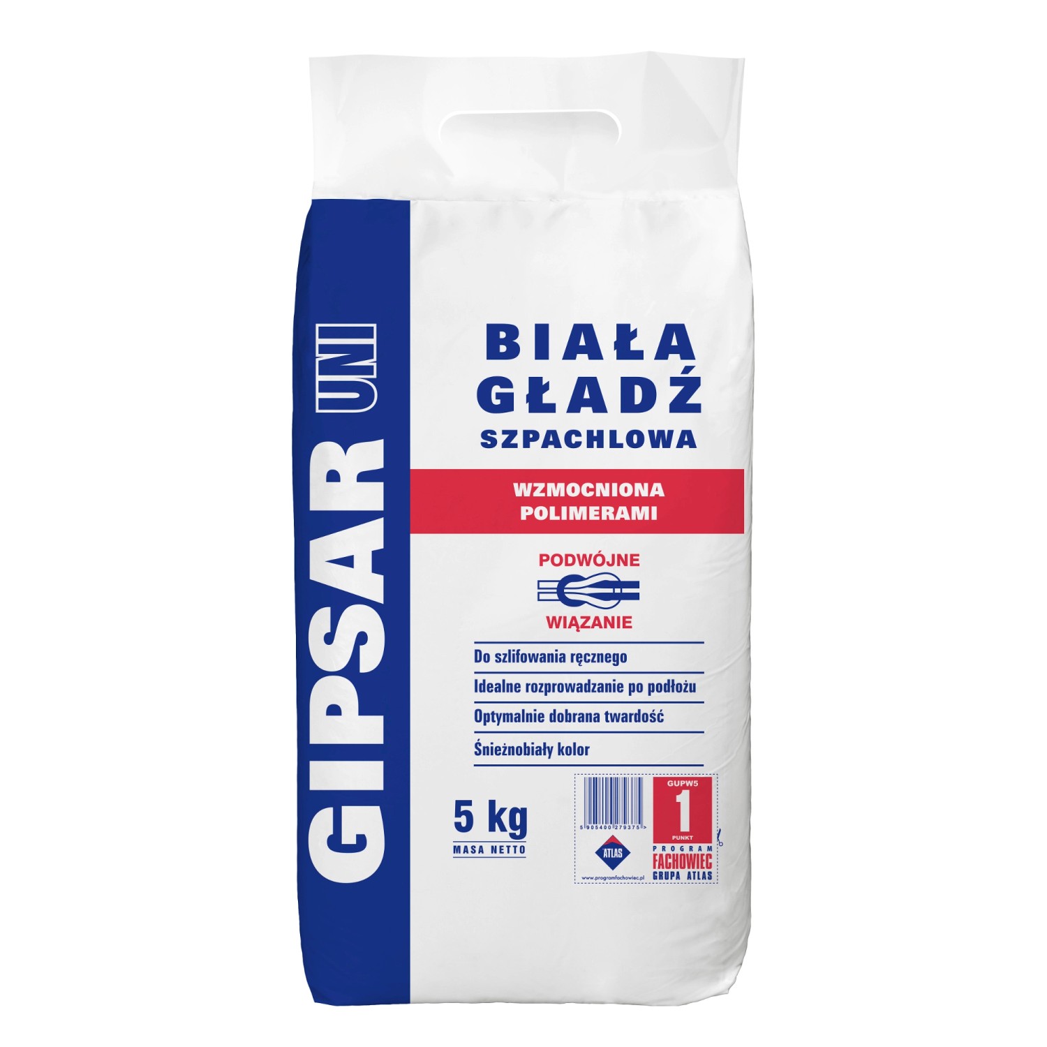 Atlas Gładź szpachlowa podwójne wiązanie Gipsar Uni 5 kg