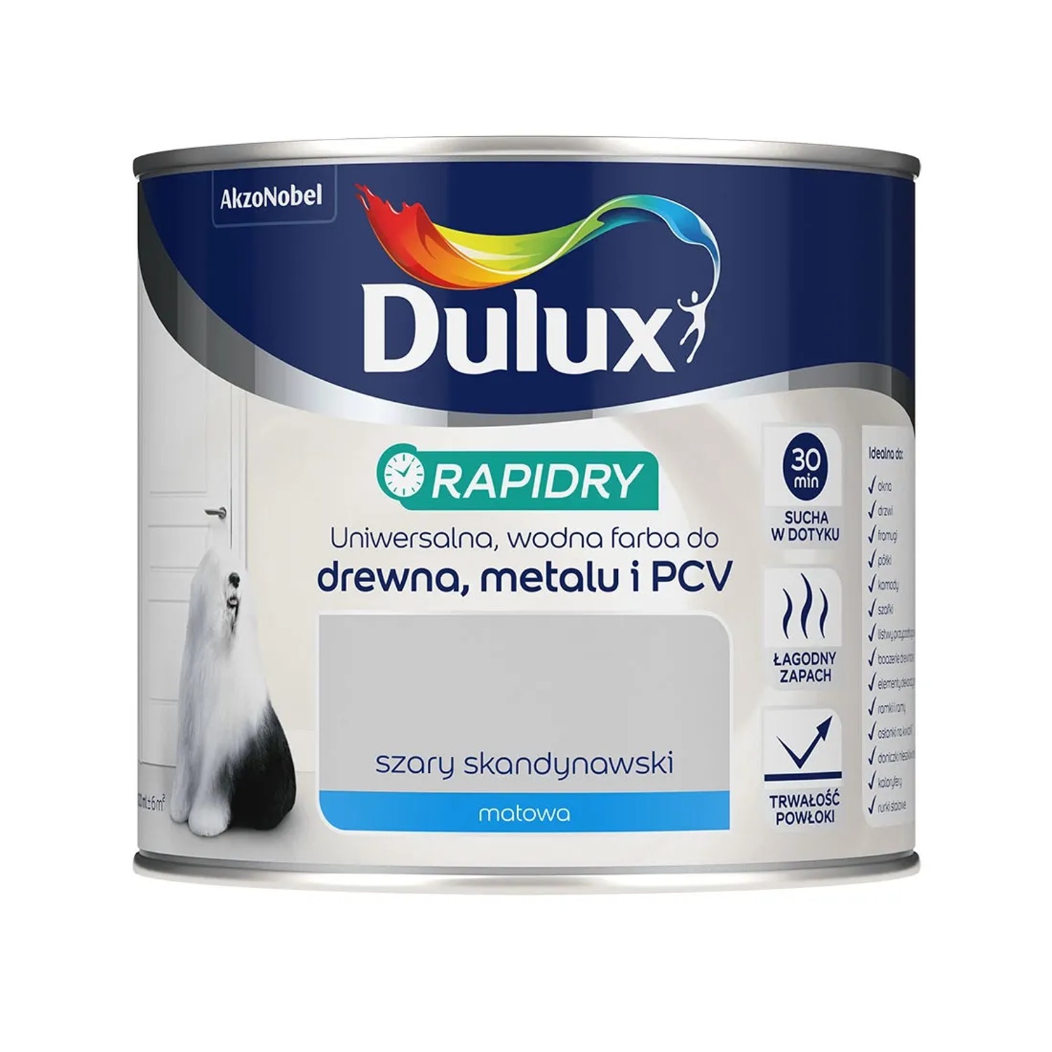 Dulux Farba akrylowa Rapidry szary skandynawski mat 400 ml
