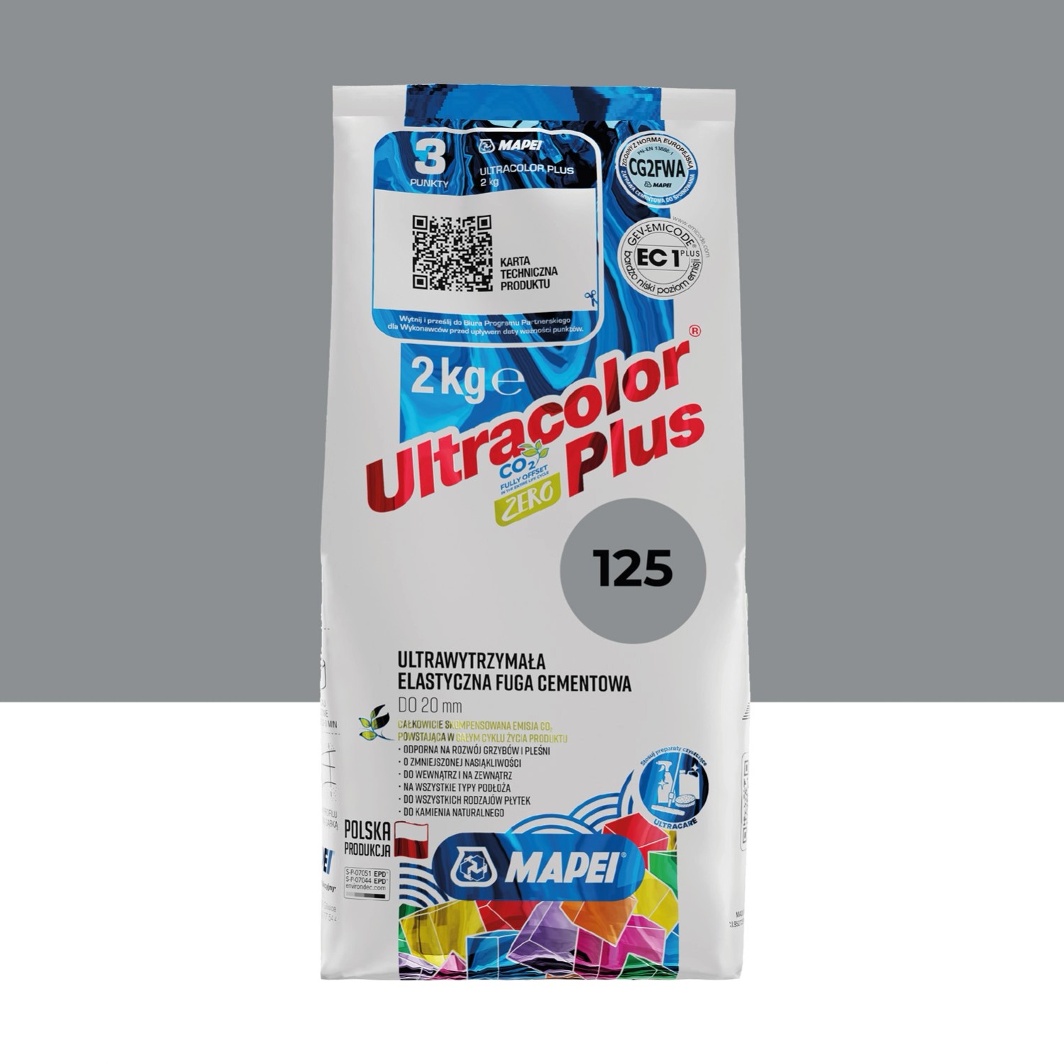 Mapei Fuga elastyczna Ultra Color 125 zamkowy szary 2 kg