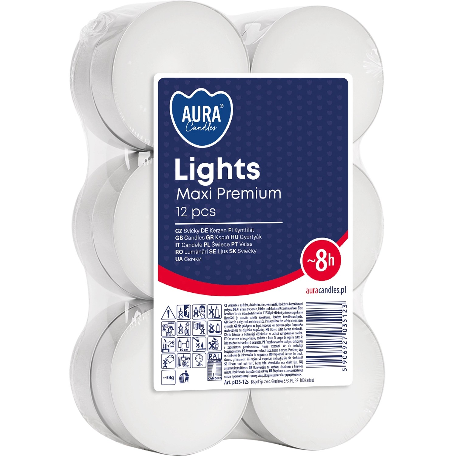 Świeca maxi light 8 h - 12 szt.