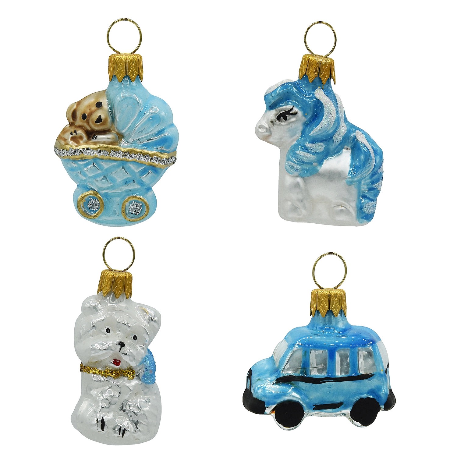 Bombka szklana formowana niebieska mix - 3-5 cm