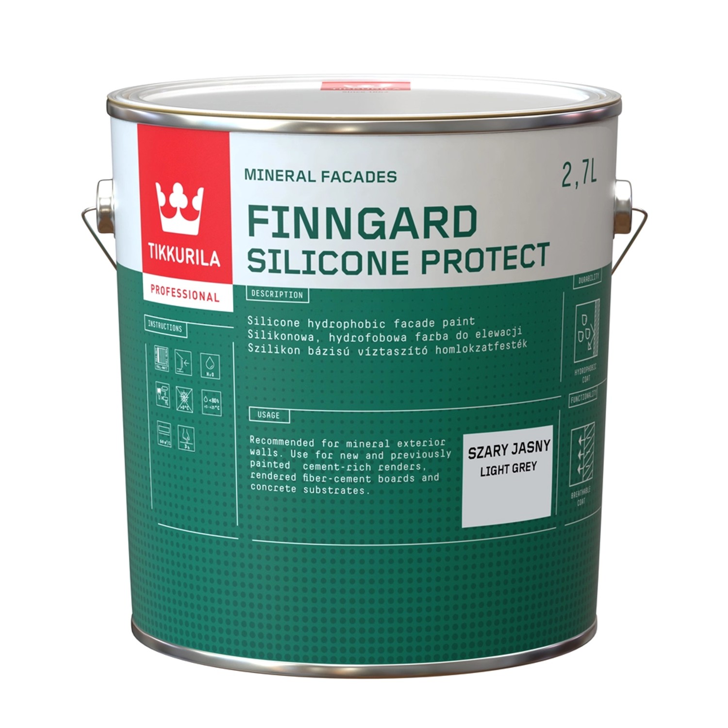 Farba elewacyjna Tikkurila Finngard Silicone Protect 2,7 l jasny szary