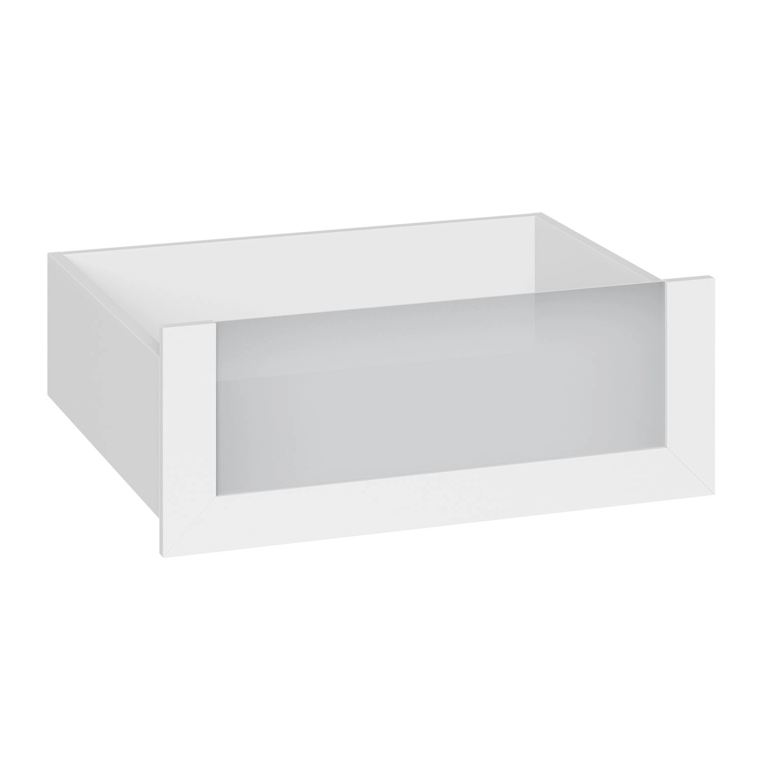 Szuflada biała ze szklanym frontem 75,2 x 25 cm Garderoby/Szafy Modułowe