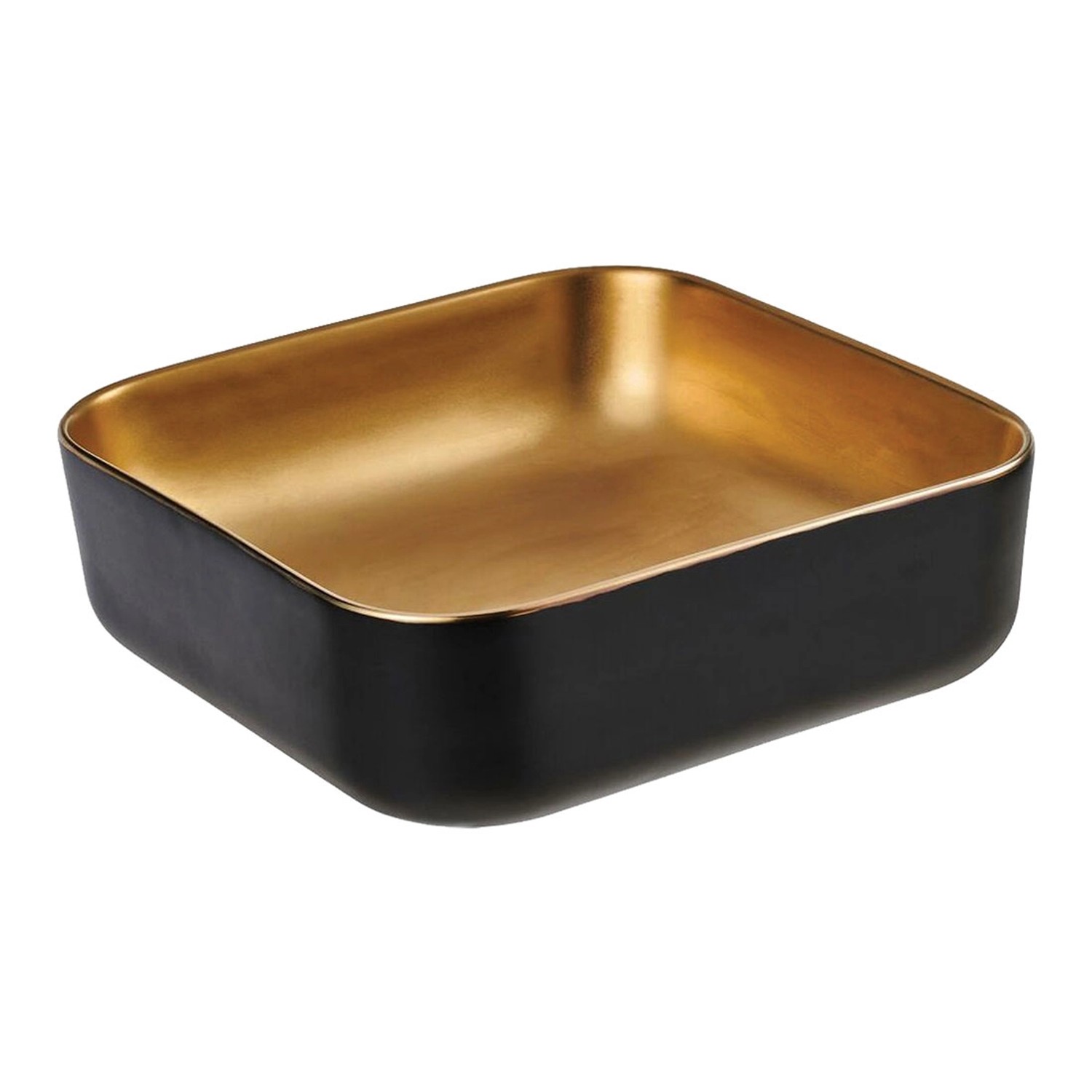 Umywalka nablatowa Reja kwadratowa 39 x 39 x 14 cm czarno-złota