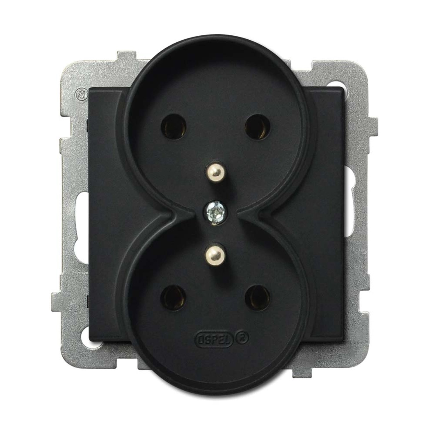 Gniazdo podwójne z uziemieniem Sonata GP-2RRZM33 czerń