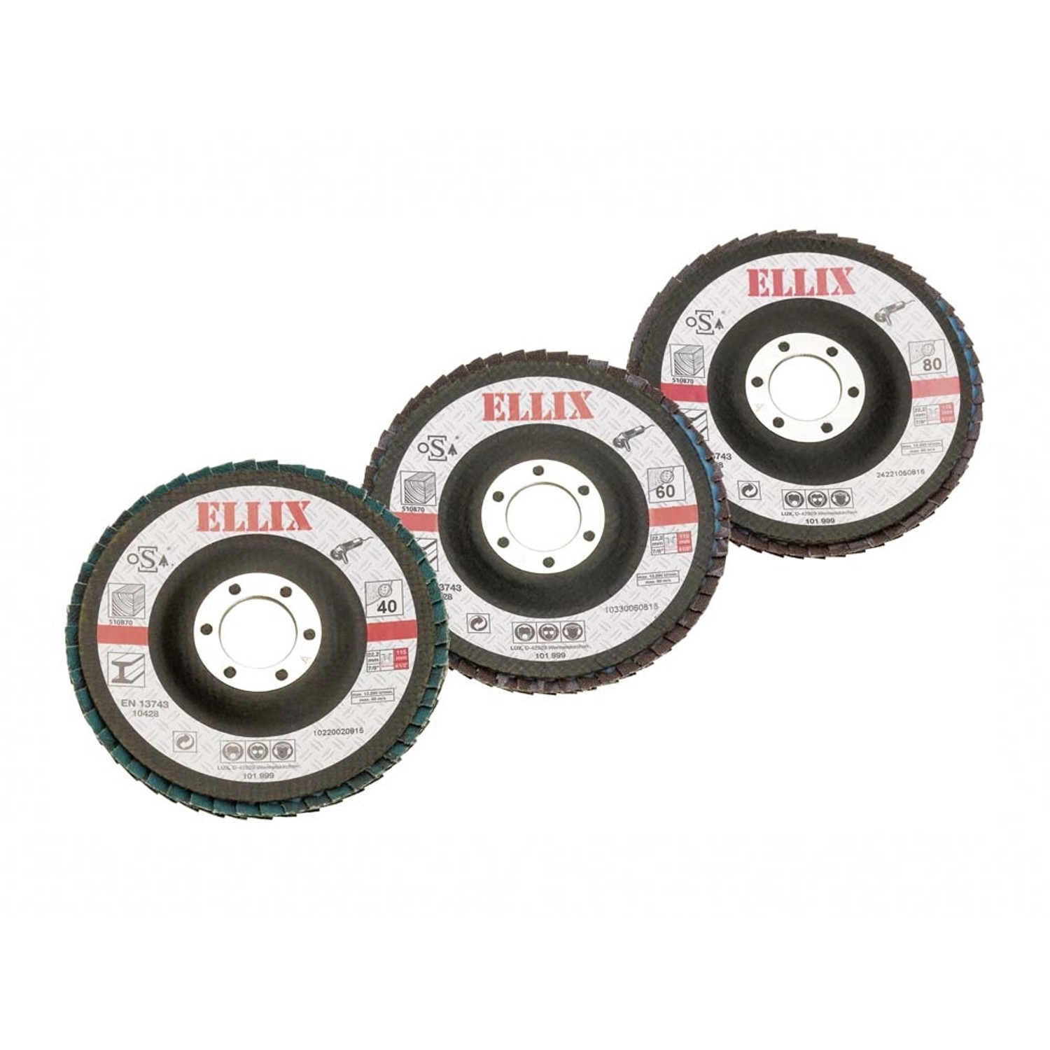 Ellix Zestaw tarcz szlifierskich 115 mm 3-częściowy