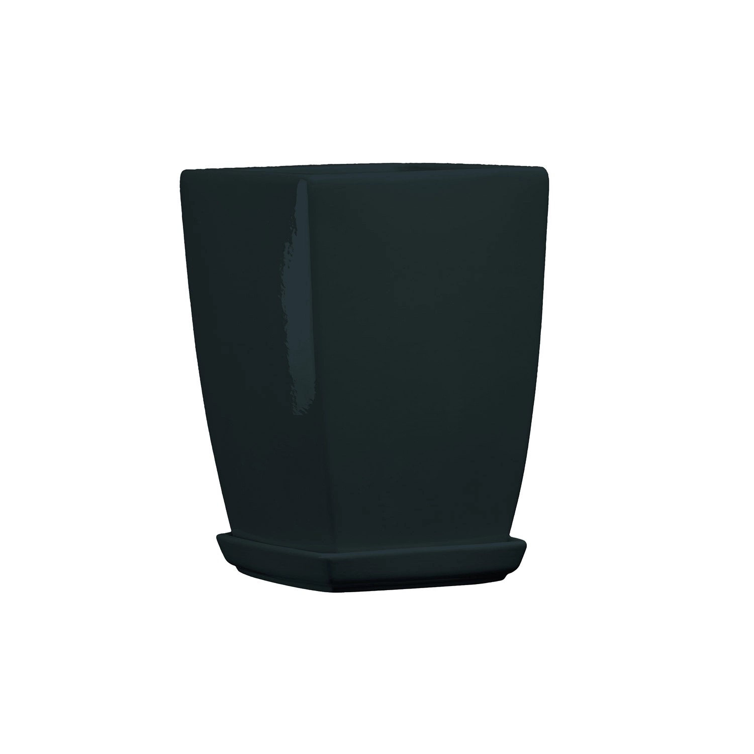 Doniczka z podstawką Kwadrat Pękaty atracyt połysk - 29 cm