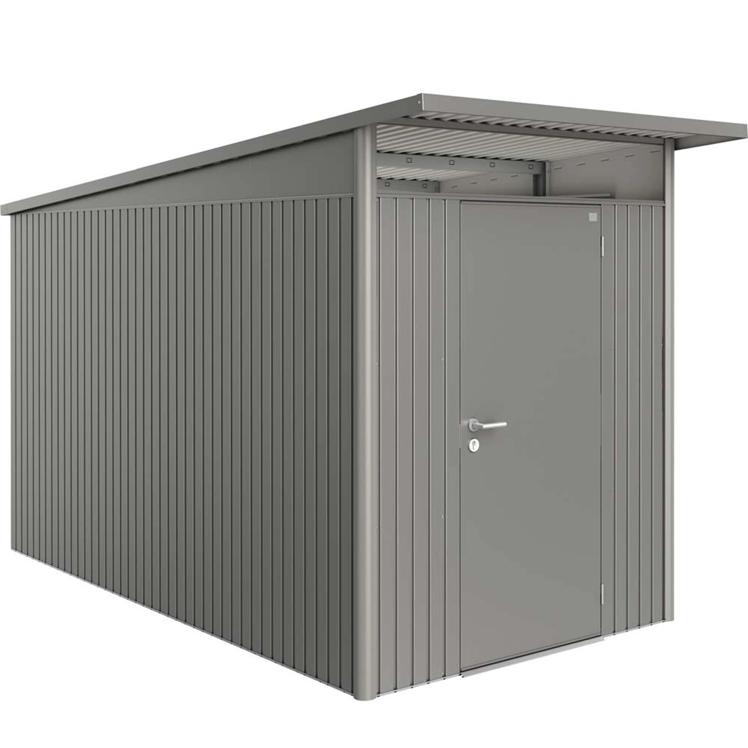 Biohort Domek ogrodowy szary kwarc drzwi pojedyncze - 180 x 380 cm