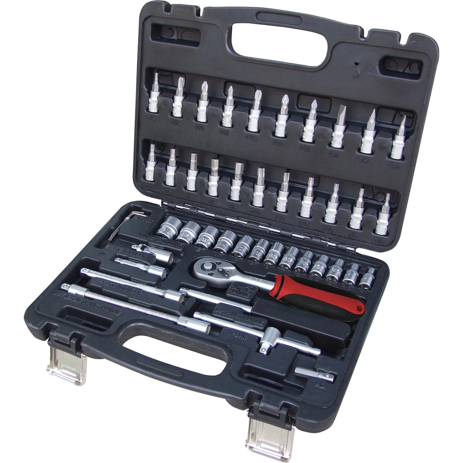 Zestaw nasadek i bitów z grzechotką 46 szt