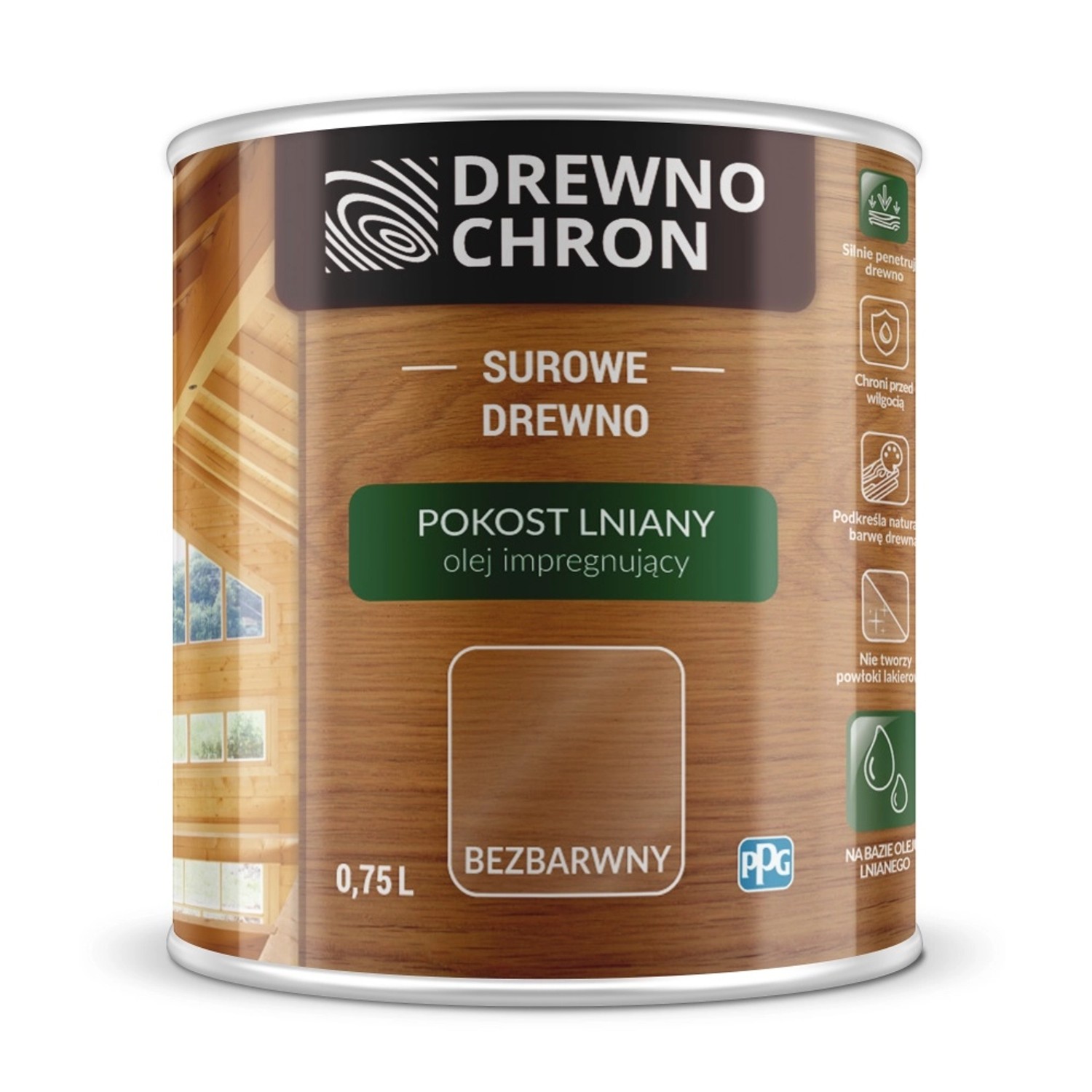 Drewnochron Impregnat do drewna Pokost lniany bezbarwny - 0,75L