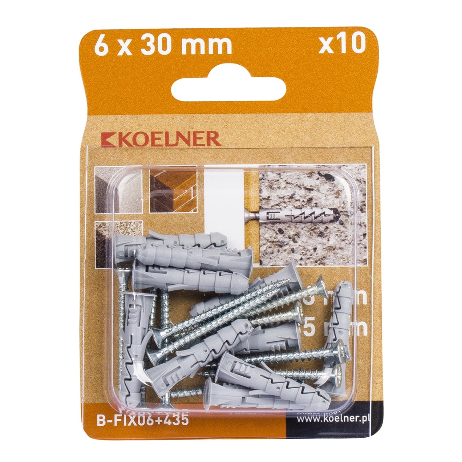Koelner Kołek FIX rozporowy 6mm z wkrętem 10szt