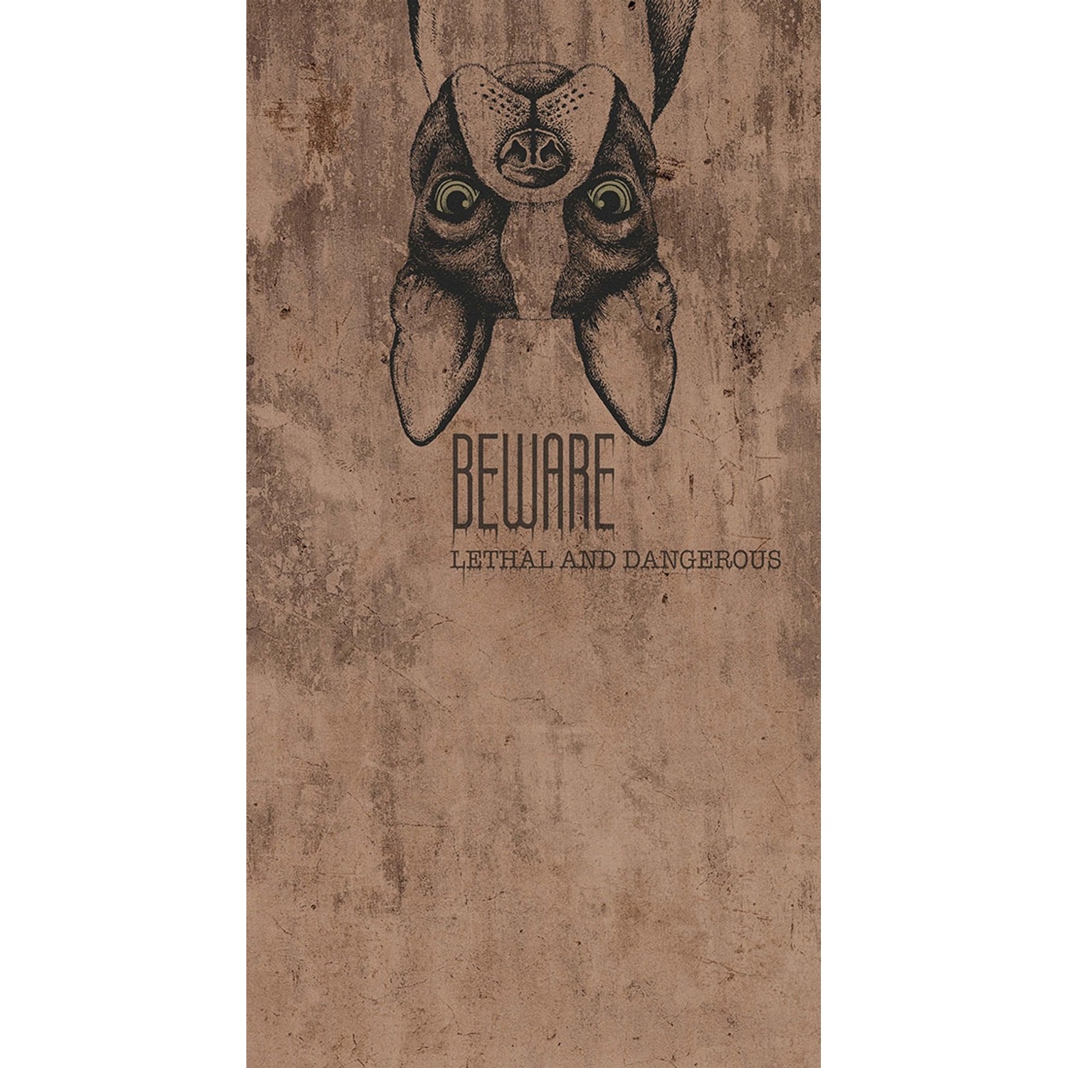 Tapeta panoramiczna MURAL napis Beware 150 x 280 cm ruda